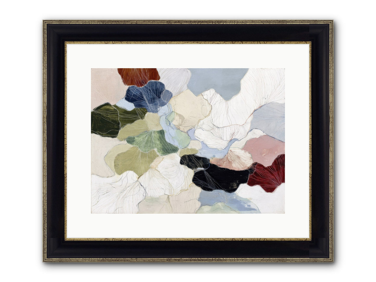 Pebble Framed Print - Black & Gold 16x12