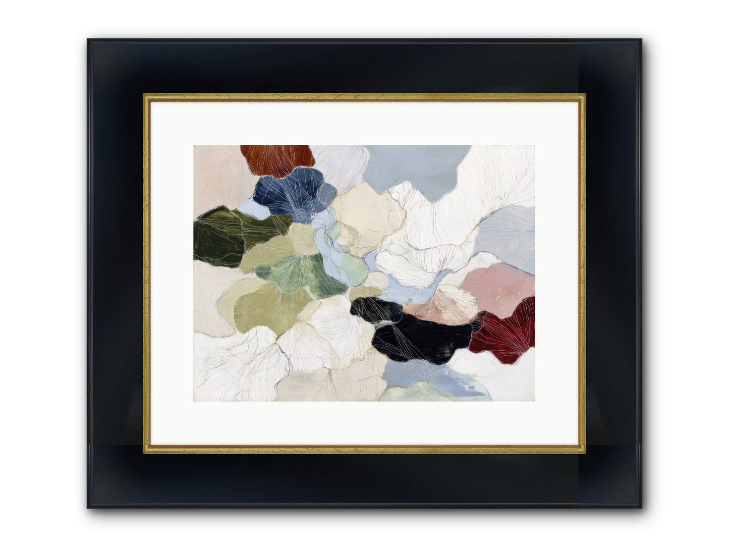 Pebble Framed Print - Wide Black w/Gold 16x12