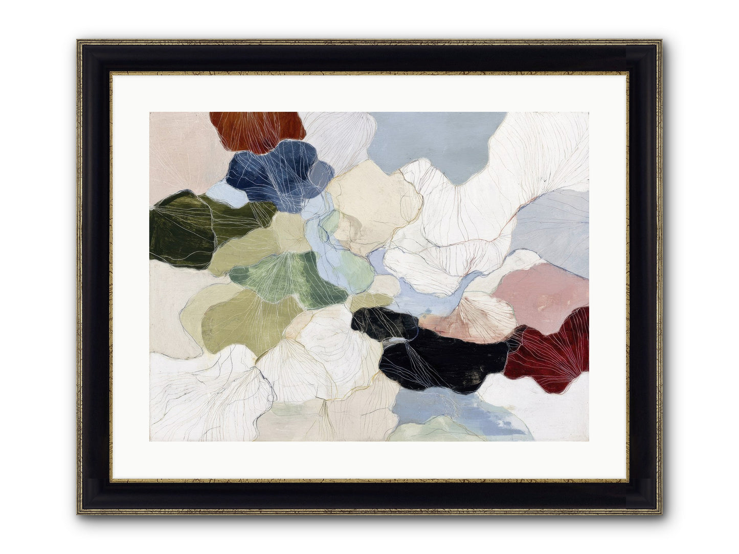 Pebble Framed Print - Black & Gold 24x18