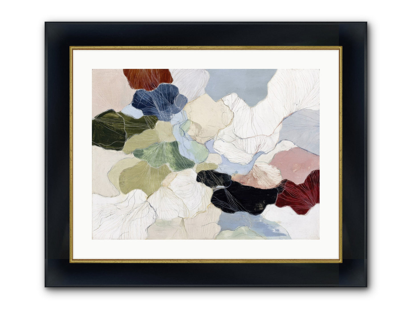 Pebble Framed Print - Wide Black w/Gold 24x18