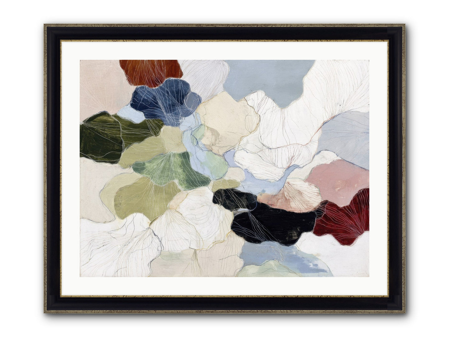 Pebble Framed Print - Black & Gold 32x24