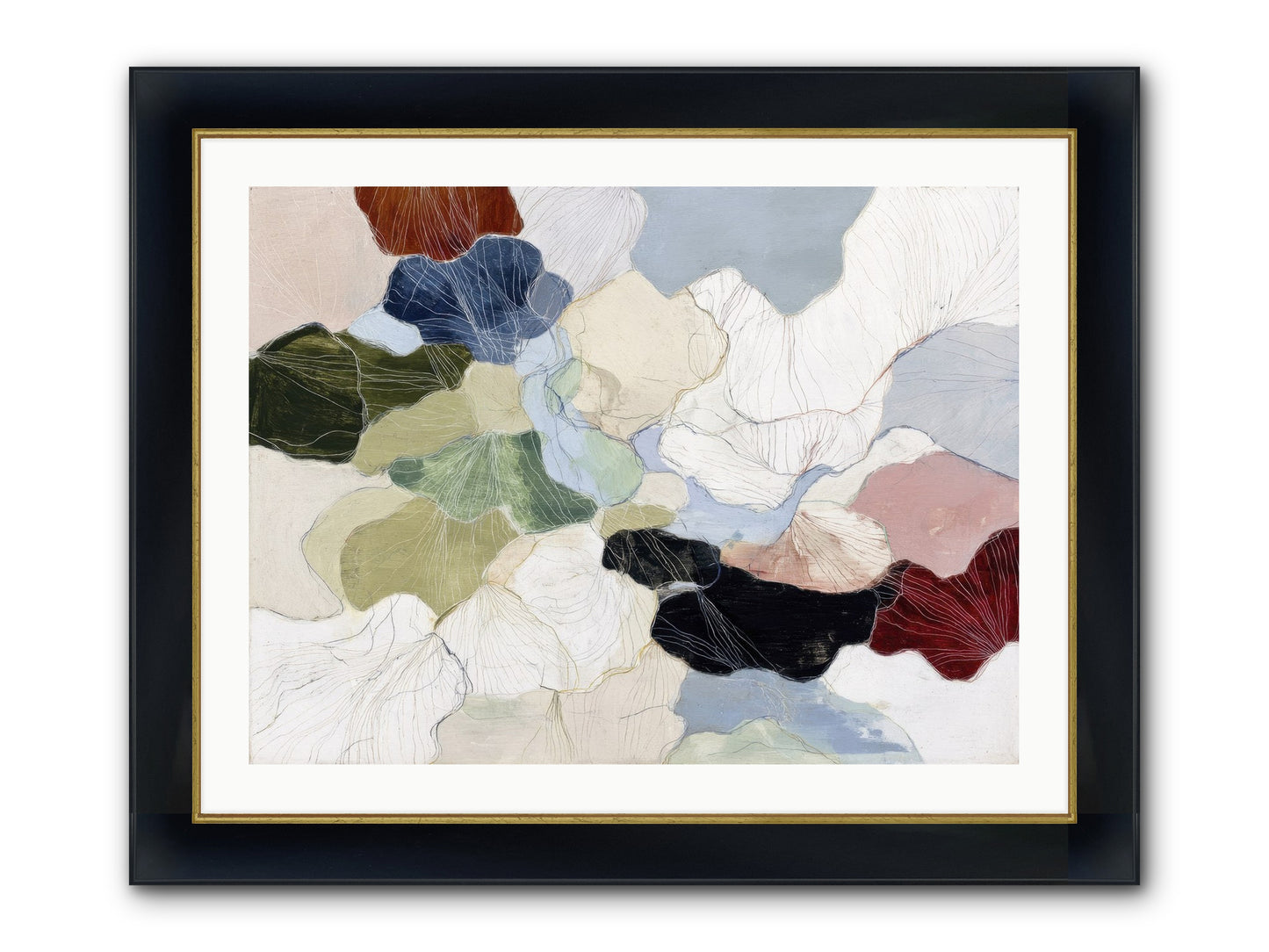 Pebble Framed Print - Wide Black w/Gold 32x24