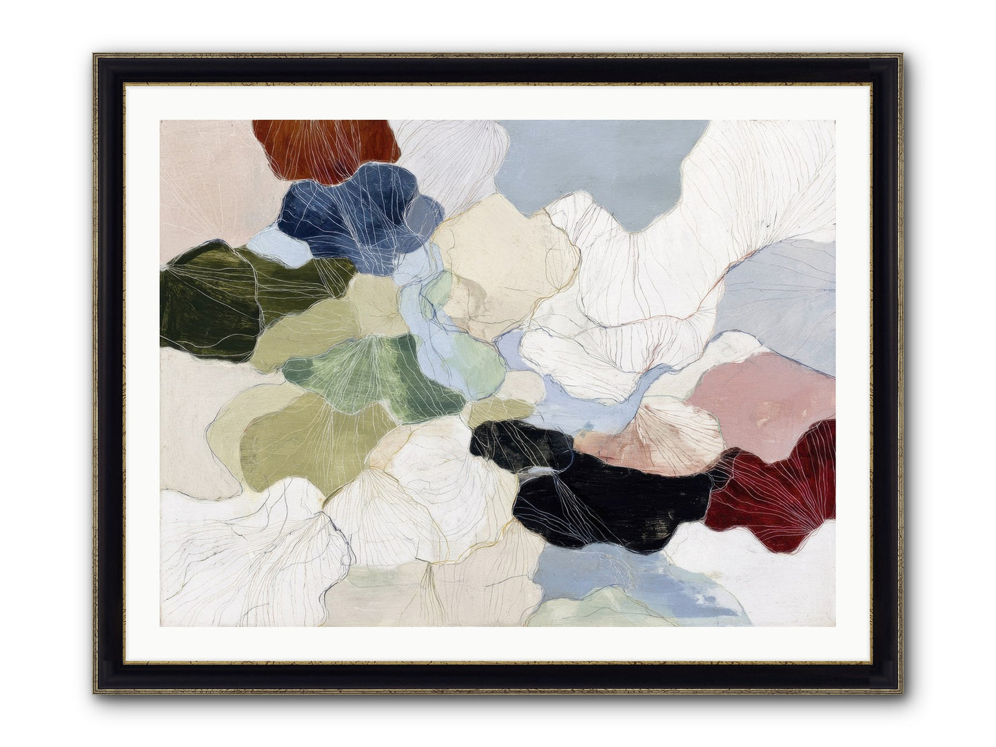 Pebble Framed Print - Black & Gold 40x30