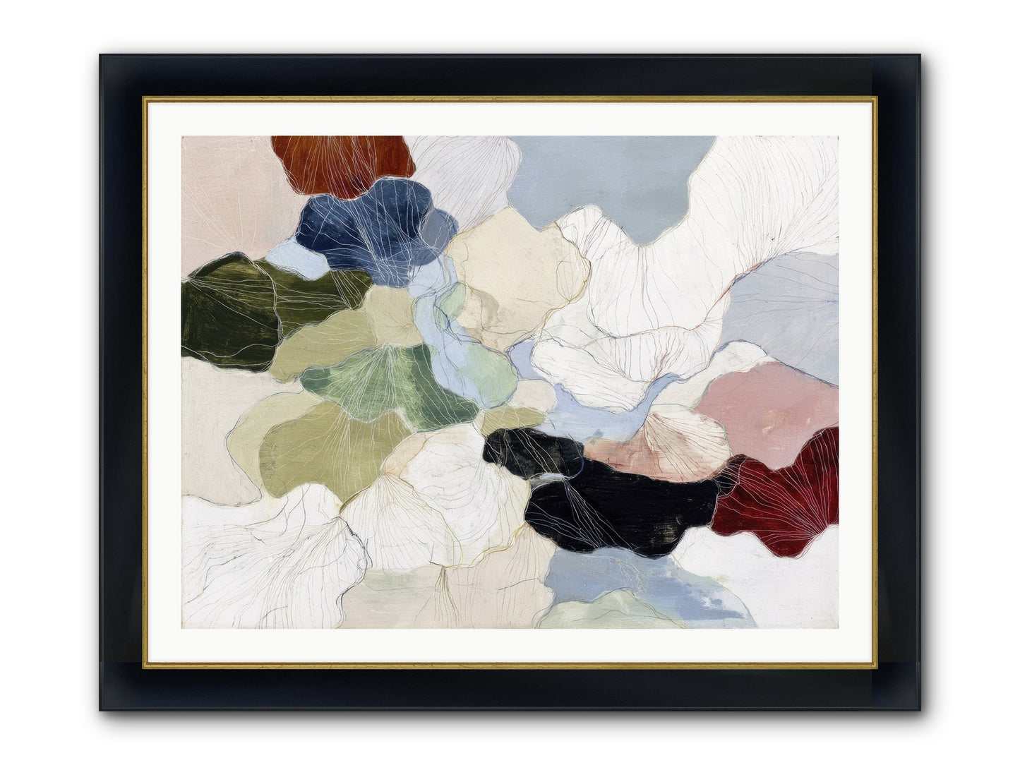 Pebble Framed Print - Wide Black w/Gold 40x30