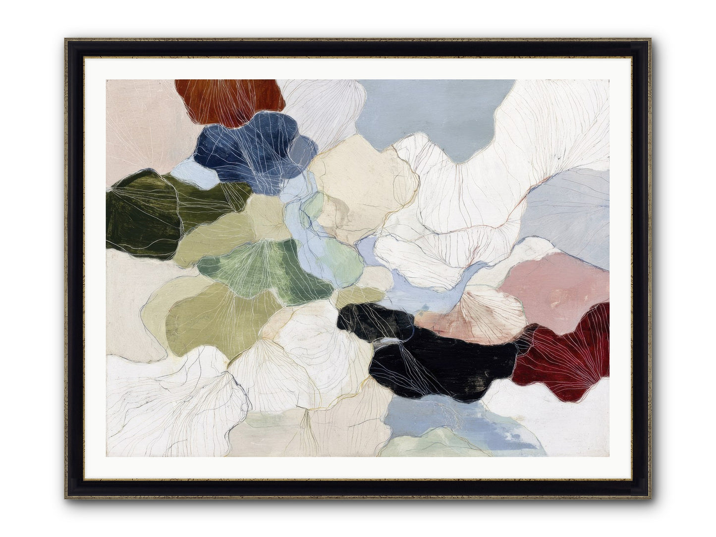 Pebble Framed Print - Black & Gold 48x36
