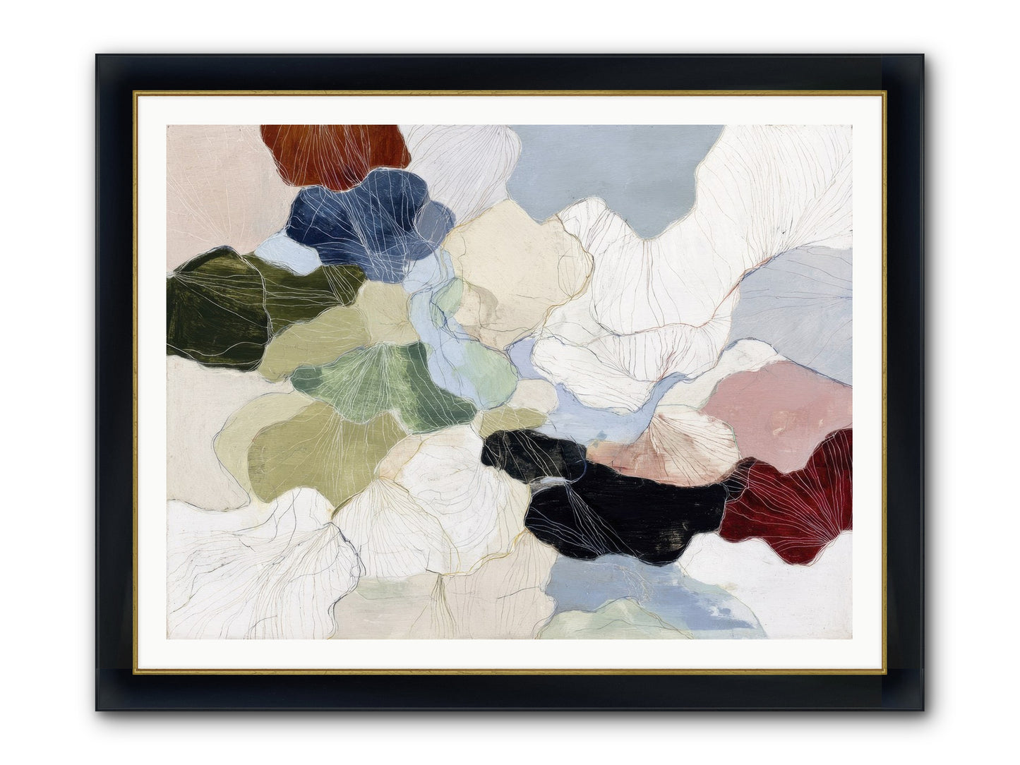 Pebble Framed Print - Wide Black w/Gold 48x36