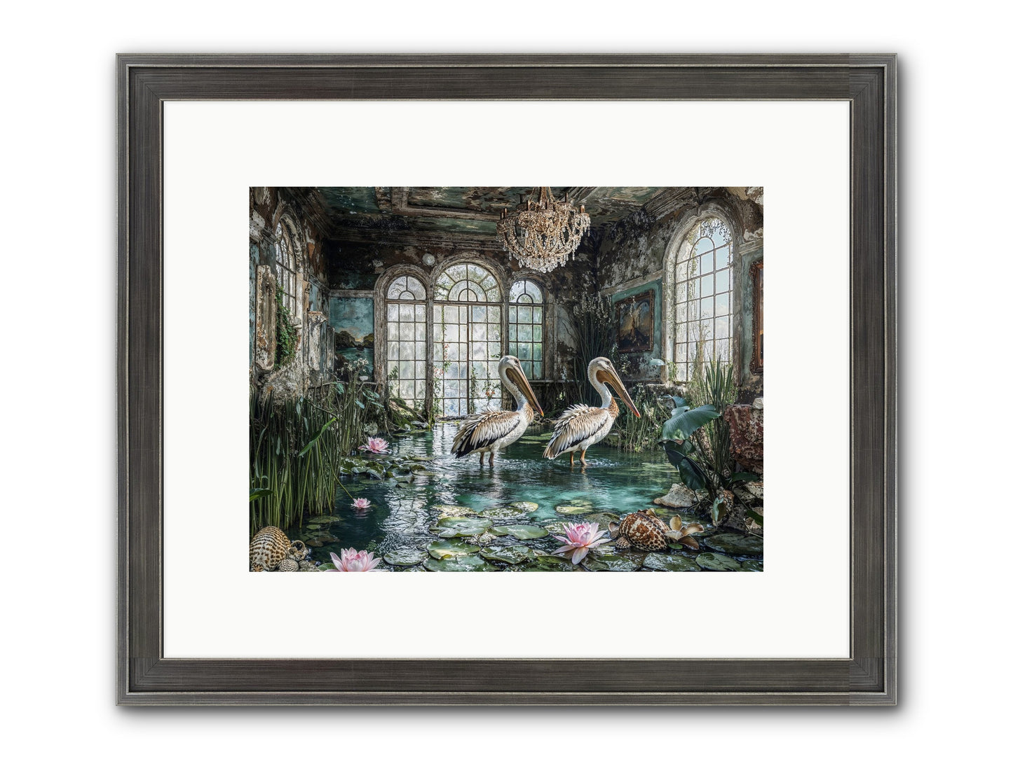 Pelicans Of The Grand Tour Framed Print - Slimwoods Black/Silver 12x9