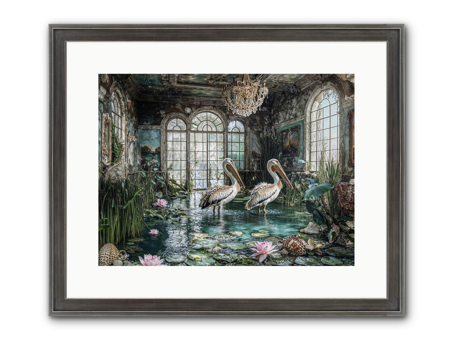 Pelicans Of The Grand Tour Framed Print - Slimwoods Black/Silver 16x12