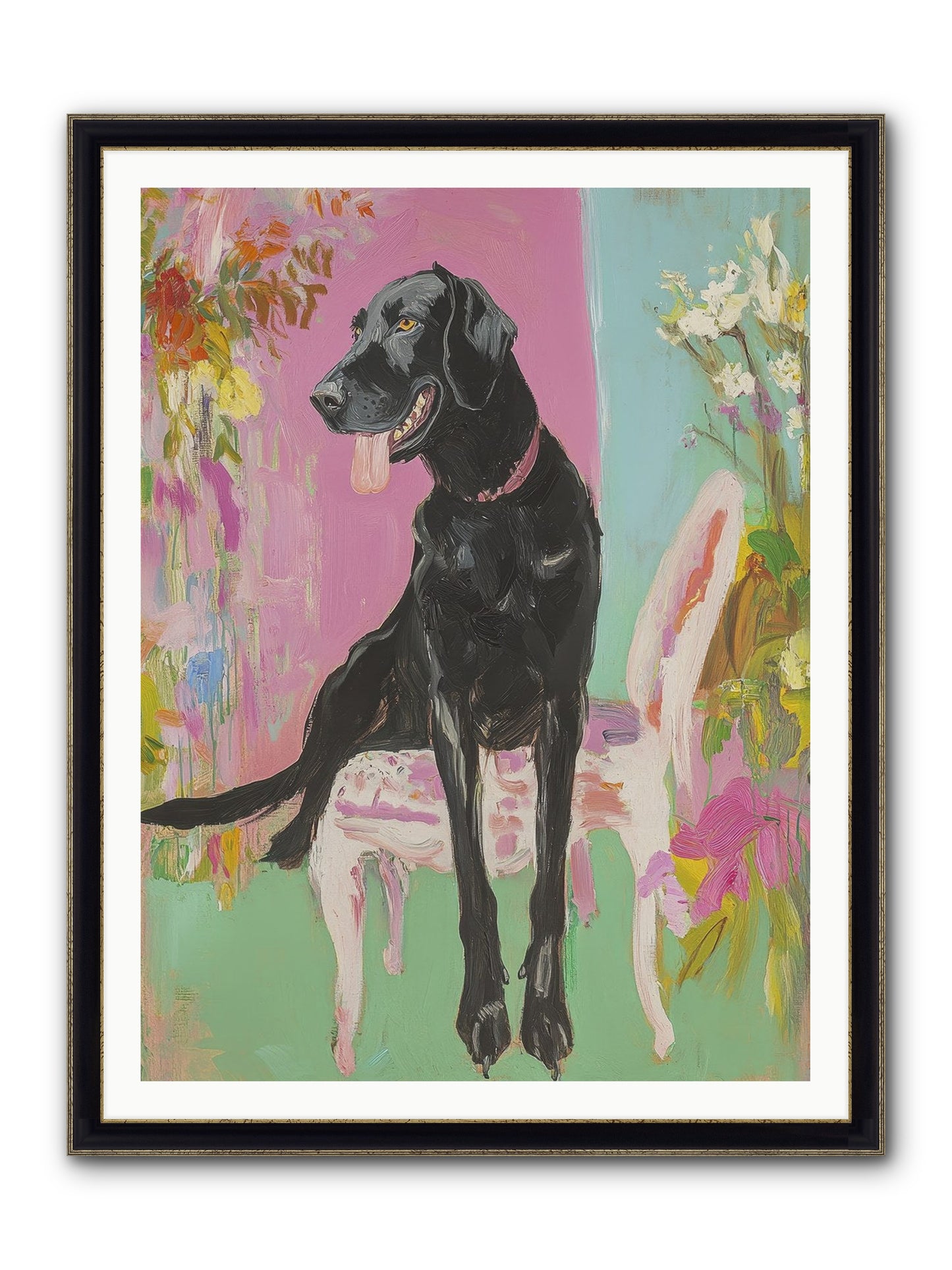 Penny Whistle Framed Print - Black & Gold 36x48
