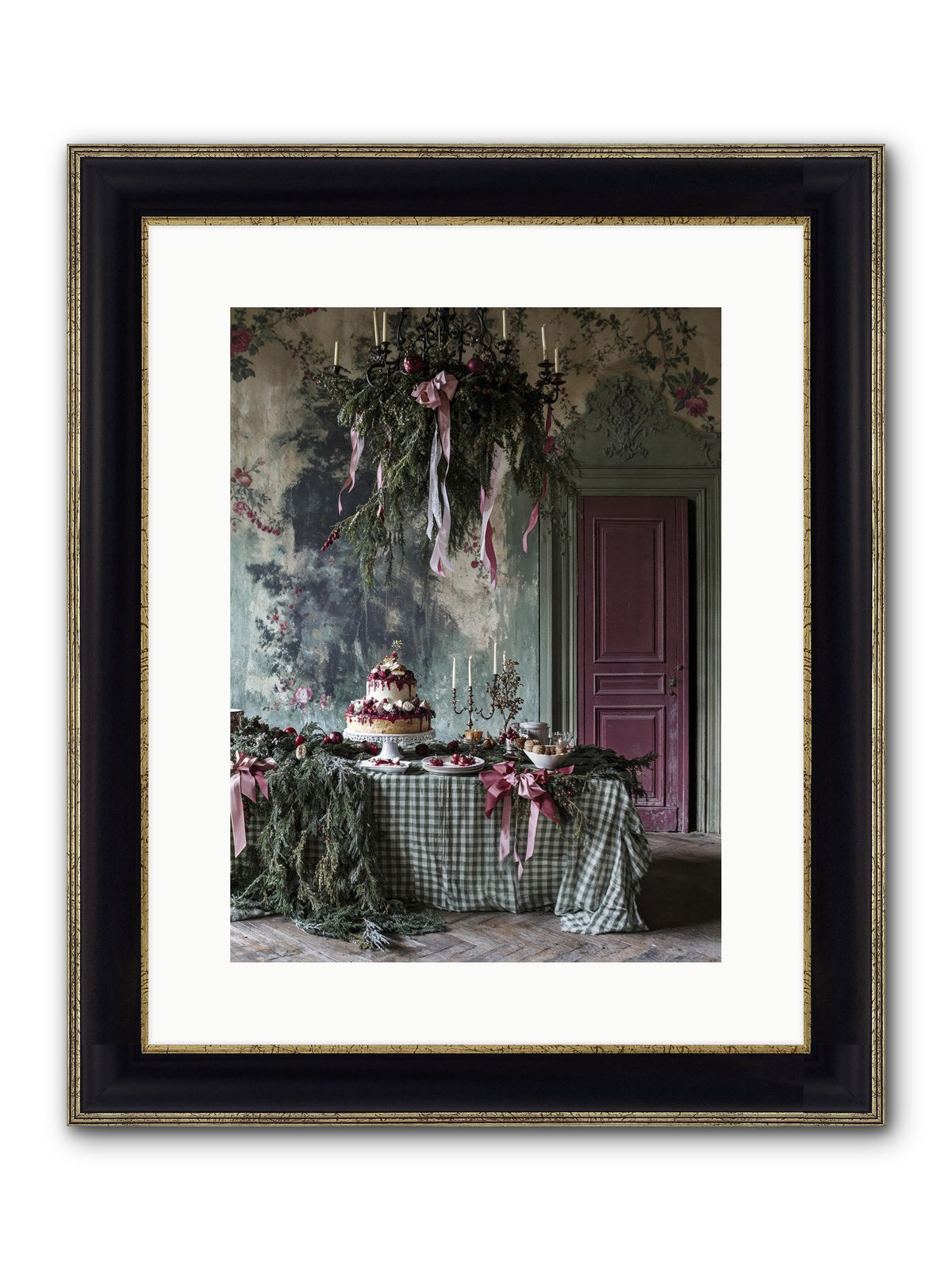 Peppermint Lane At Twilight Framed Print - Black & Gold 12x16