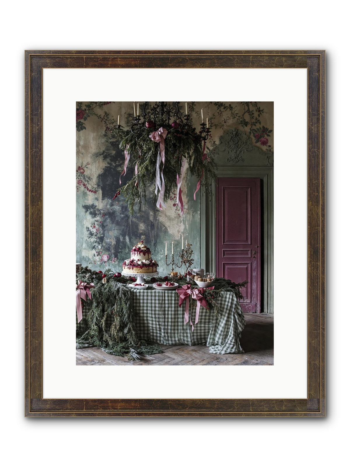 Peppermint Lane At Twilight Framed Print - Slimwoods Black/Gold 12x16