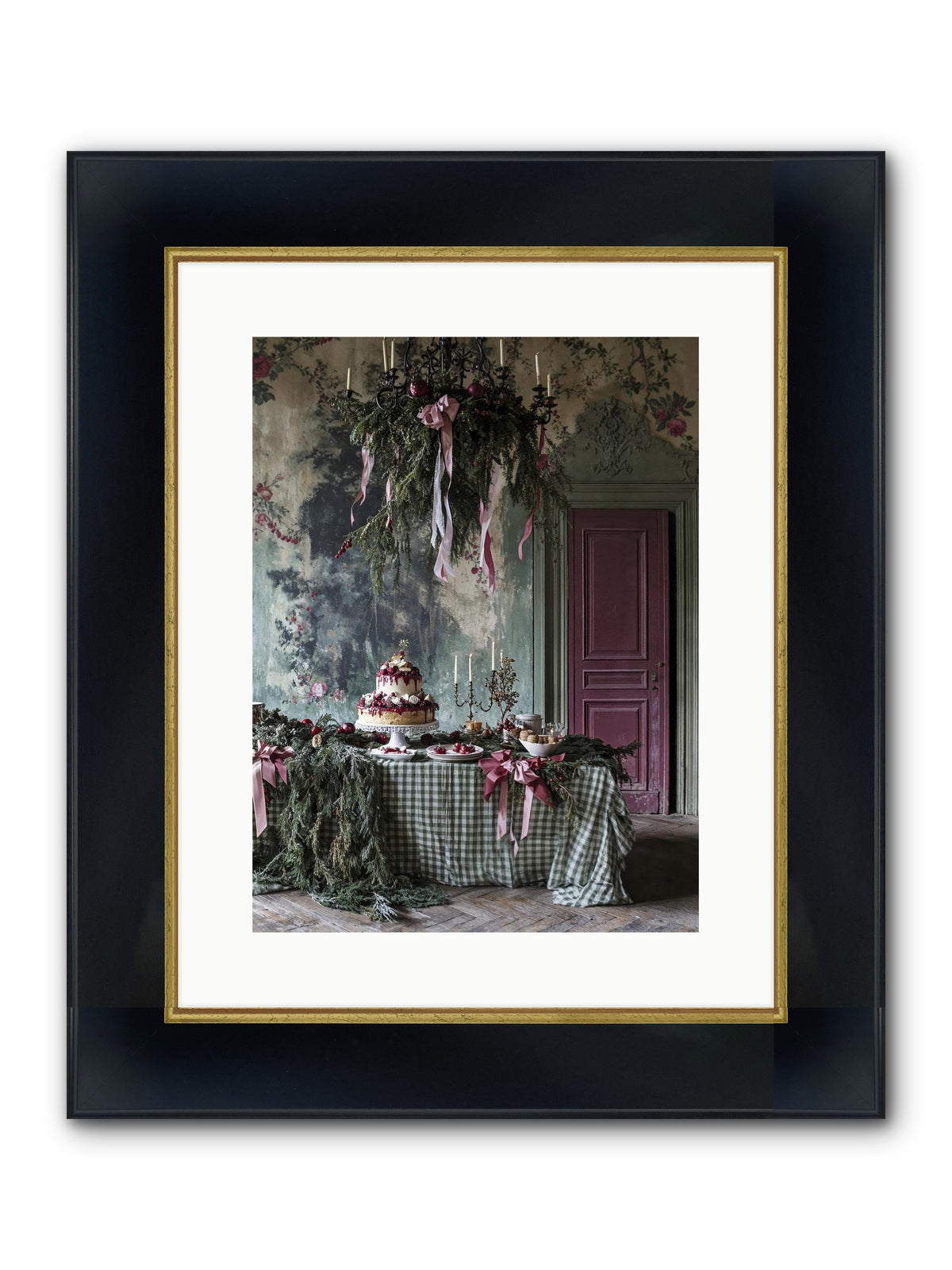 Peppermint Lane At Twilight Framed Print - Wide Black w/Gold 12x16