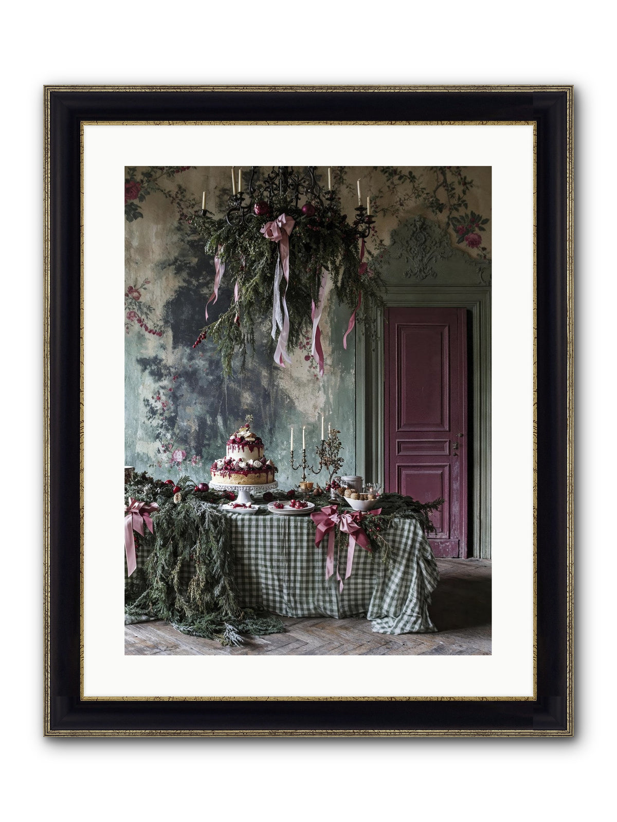 Peppermint Lane At Twilight Framed Print - Black & Gold 18x24
