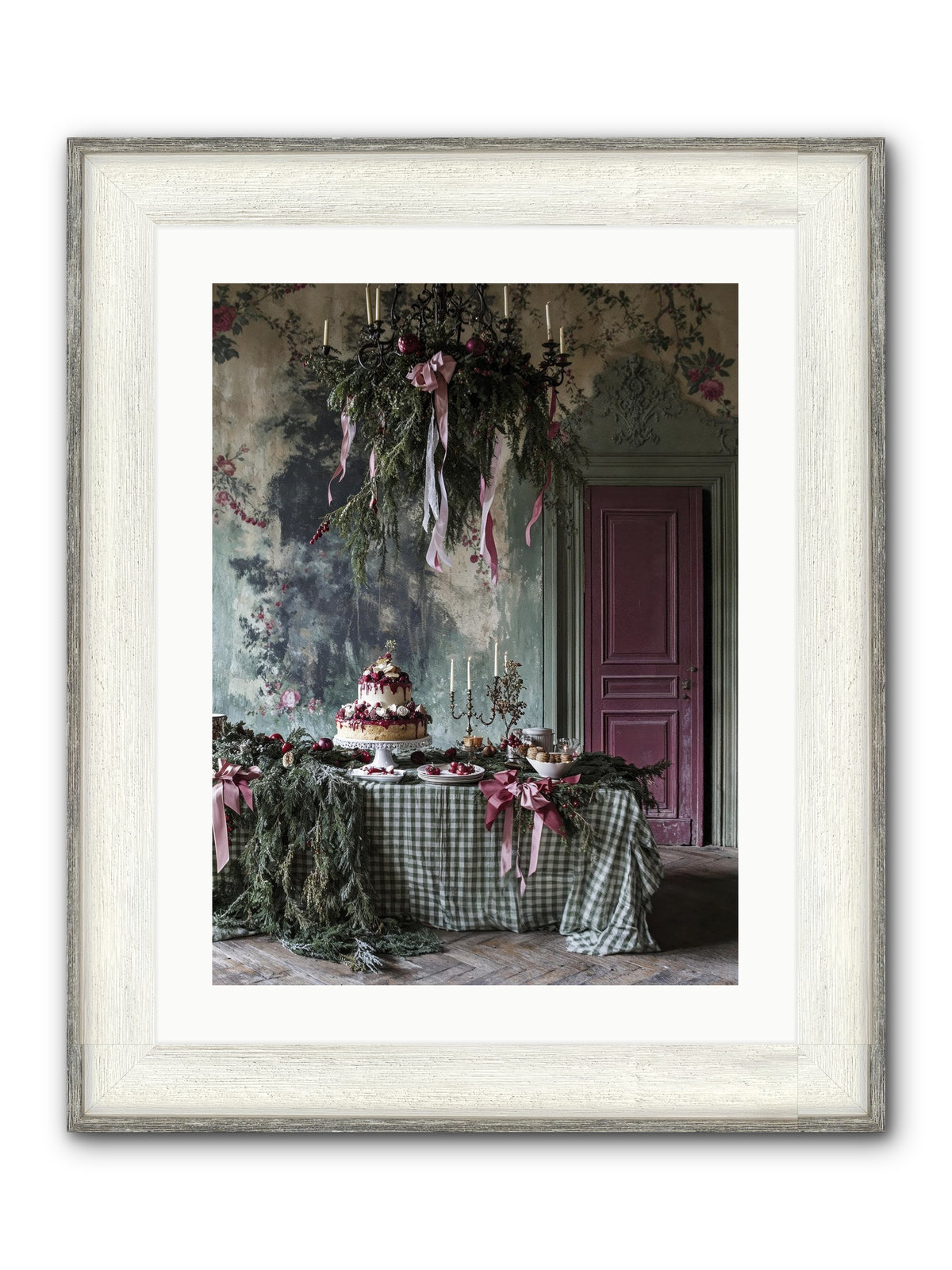 Peppermint Lane At Twilight Framed Print - Driftwood White 18x24