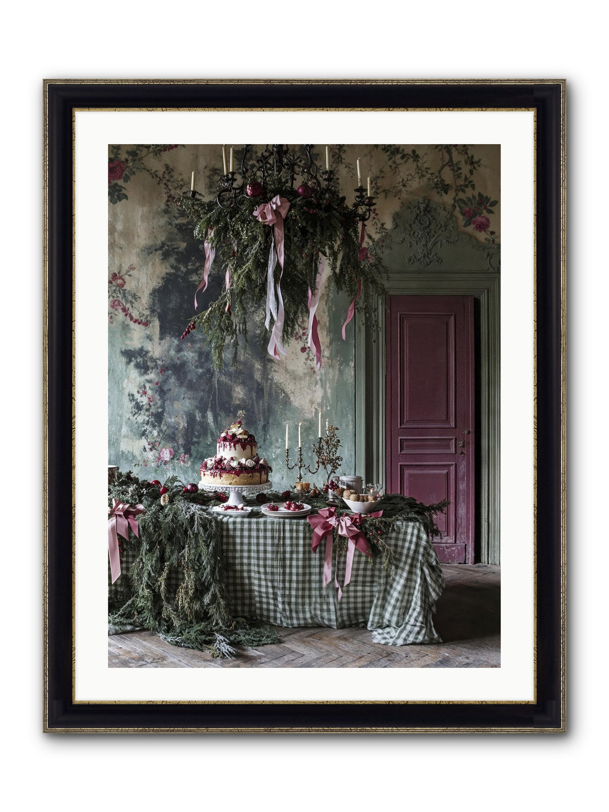 Peppermint Lane At Twilight Framed Print - Black & Gold 24x32