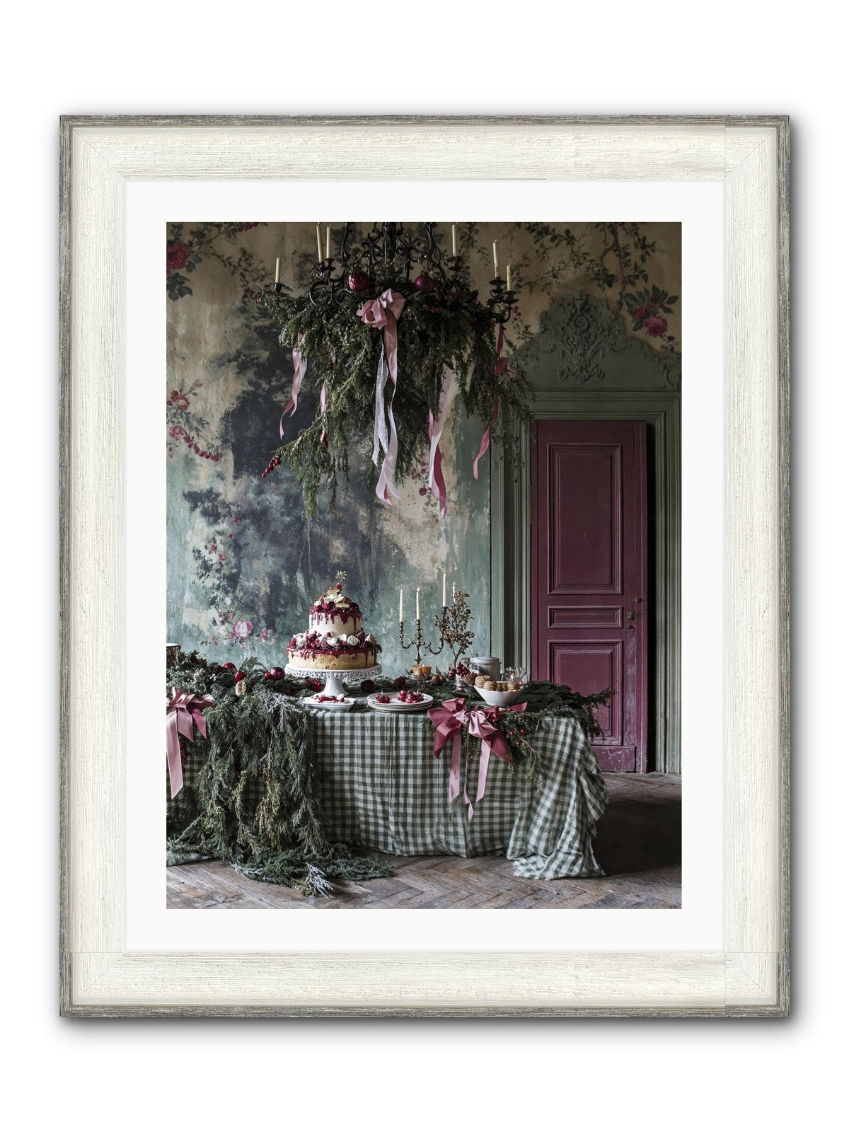 Peppermint Lane At Twilight Framed Print - Driftwood White 24x32