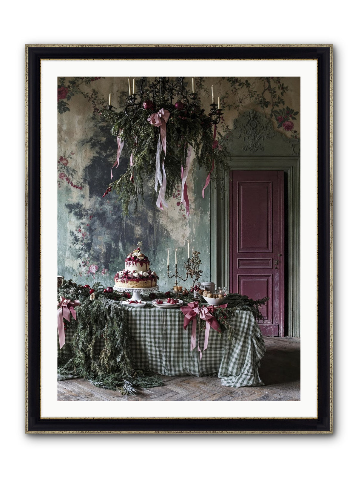 Peppermint Lane At Twilight Framed Print - Black & Gold 30x40
