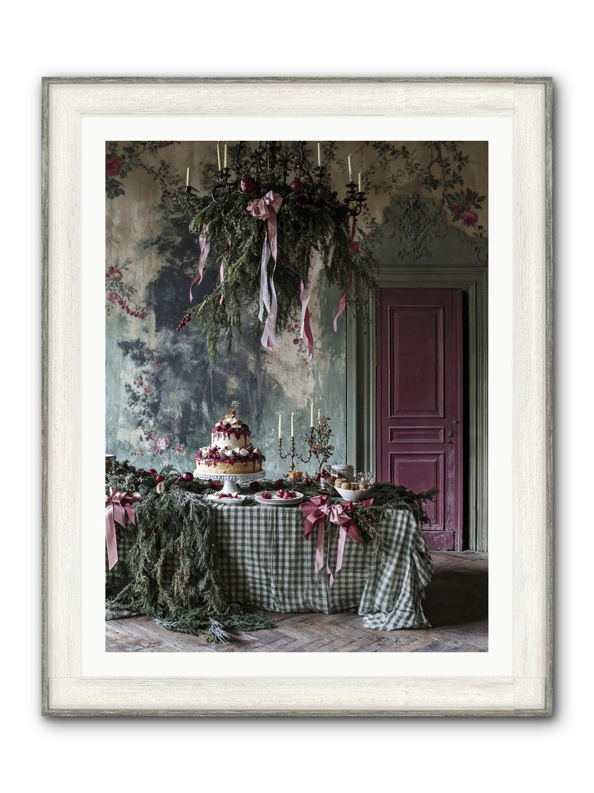 Peppermint Lane At Twilight Framed Print - Driftwood White 30x40