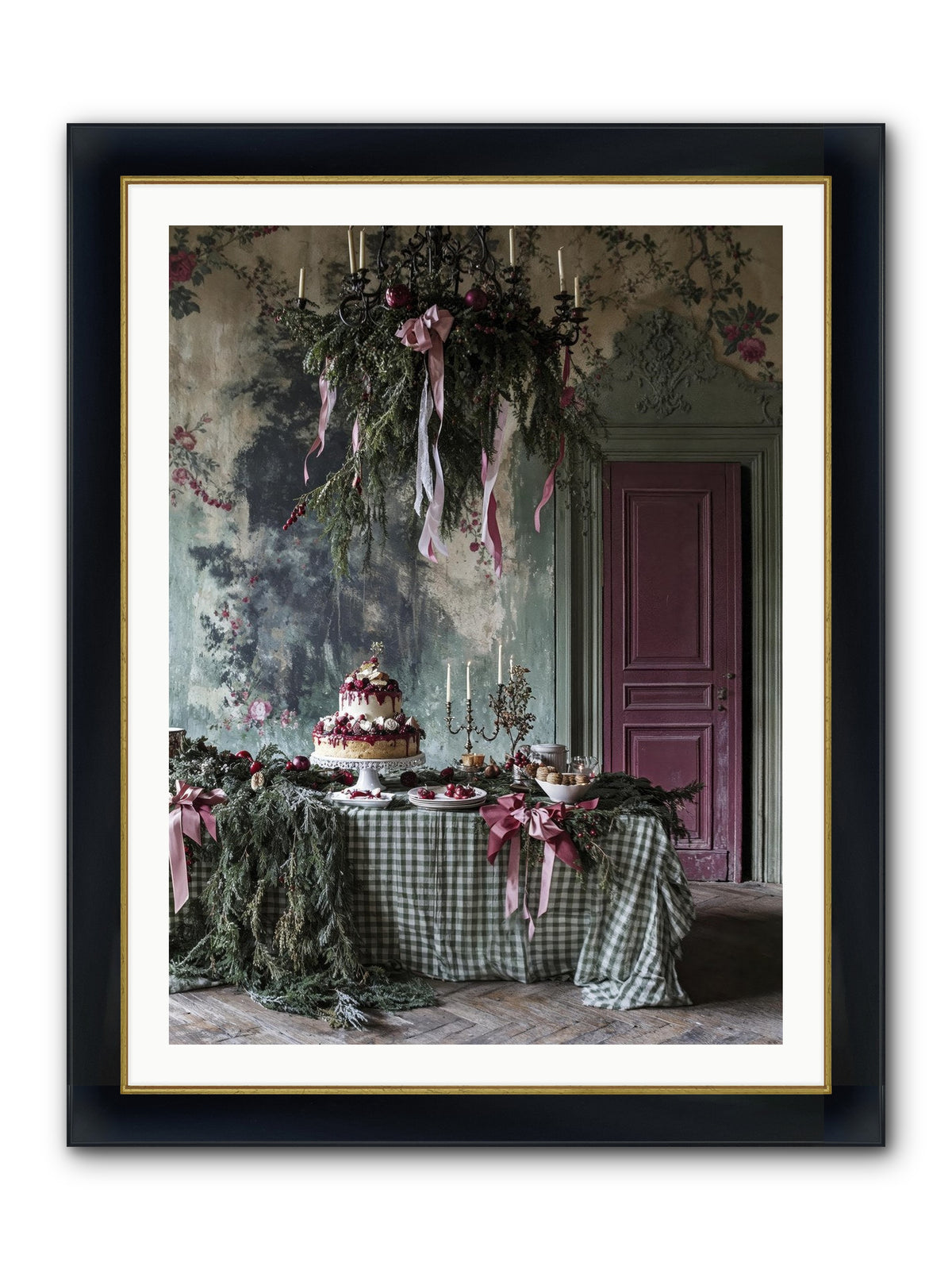 Peppermint Lane At Twilight Framed Print - Wide Black w/Gold 30x40