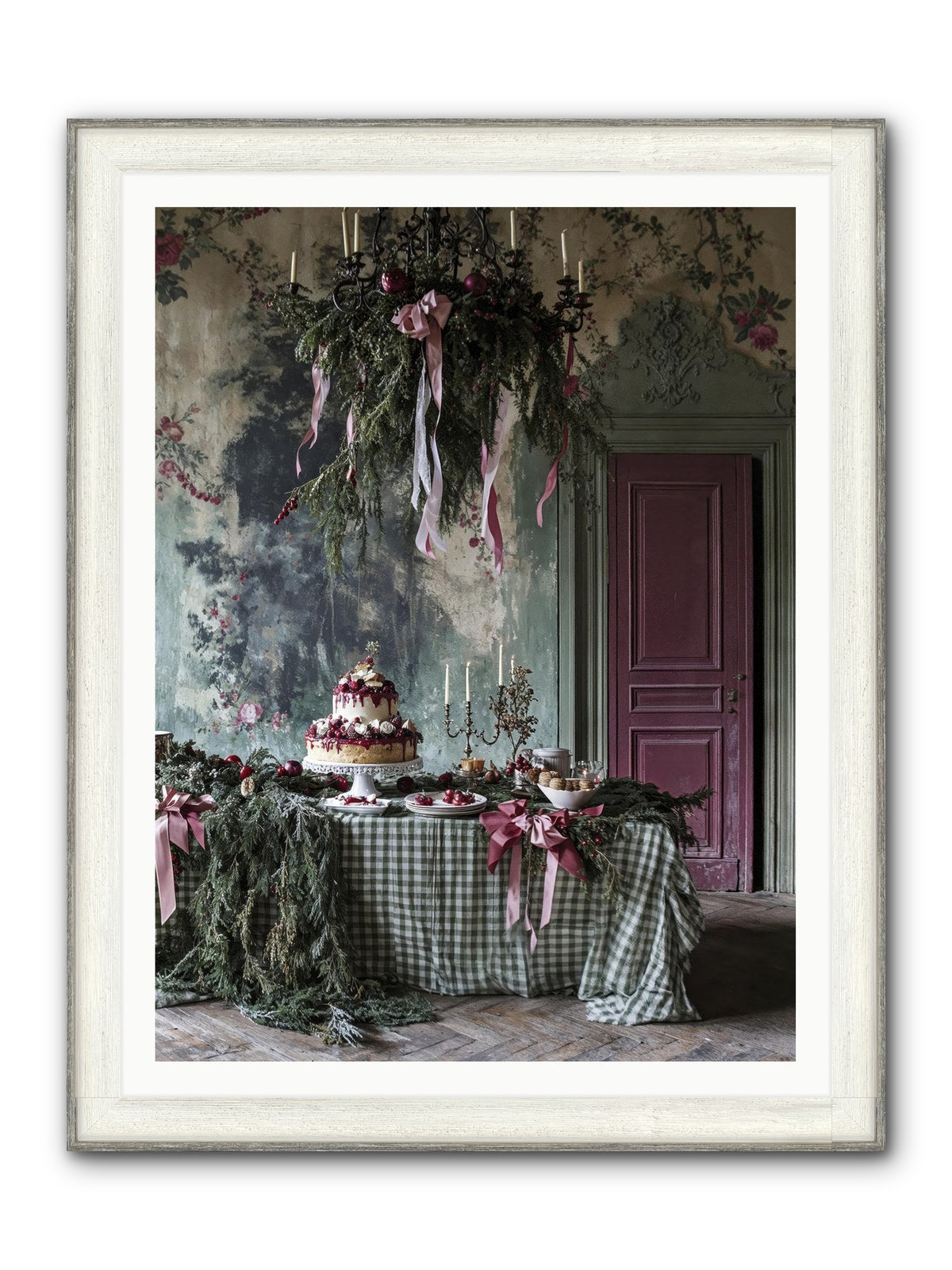Peppermint Lane At Twilight Framed Print - Driftwood White 36x48