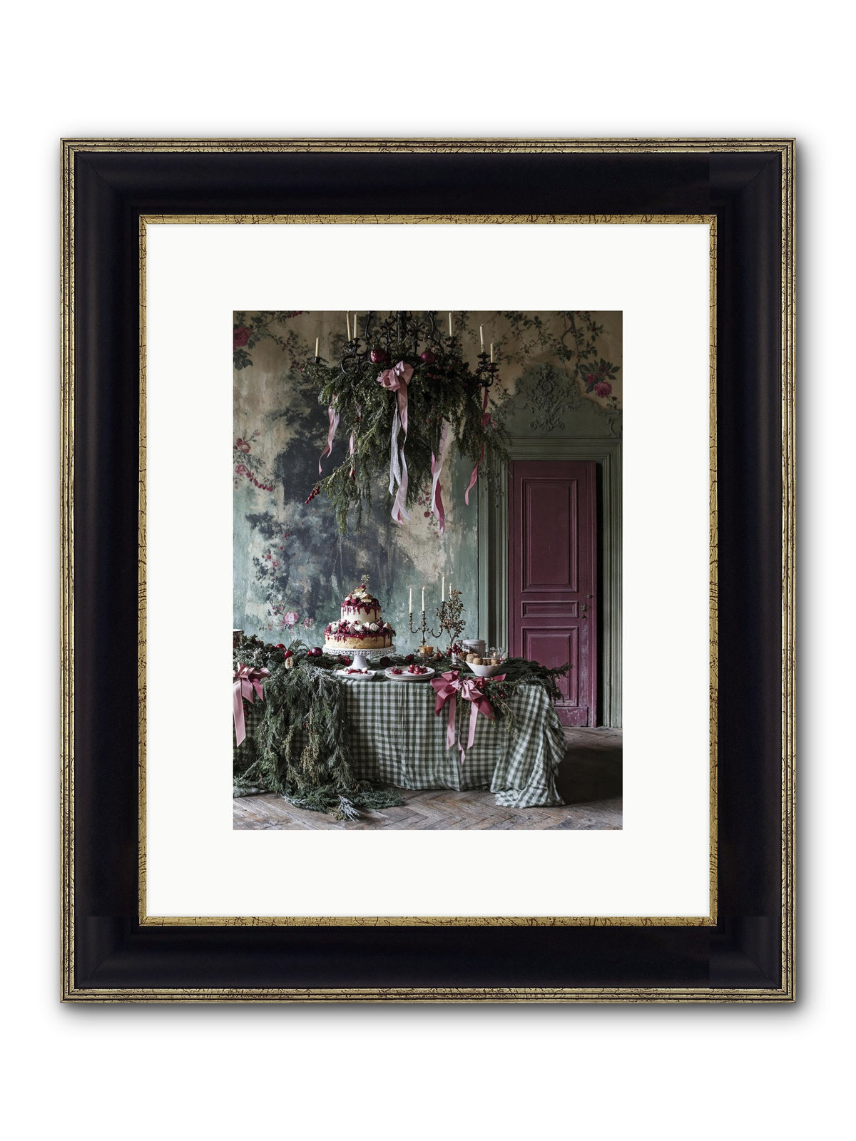 Peppermint Lane At Twilight Framed Print - Black & Gold 9x12