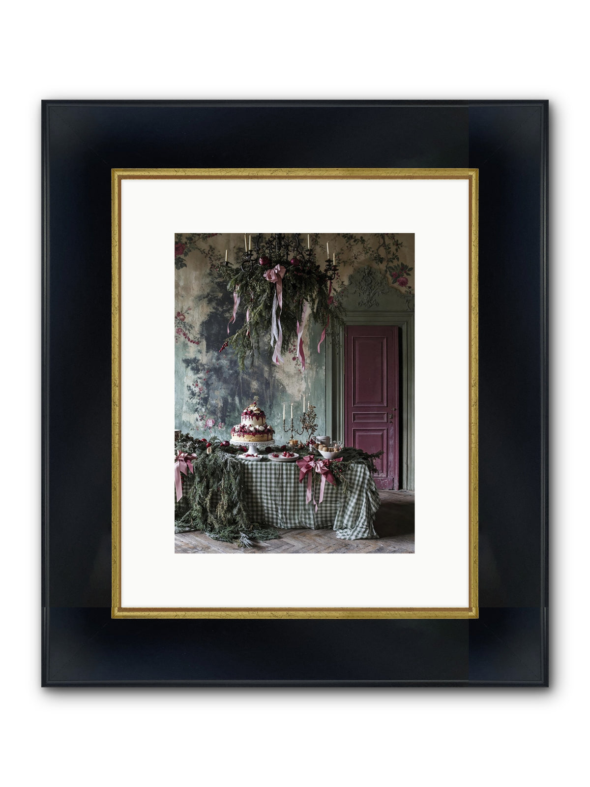 Peppermint Lane At Twilight Framed Print - Wide Black w/Gold 9x12