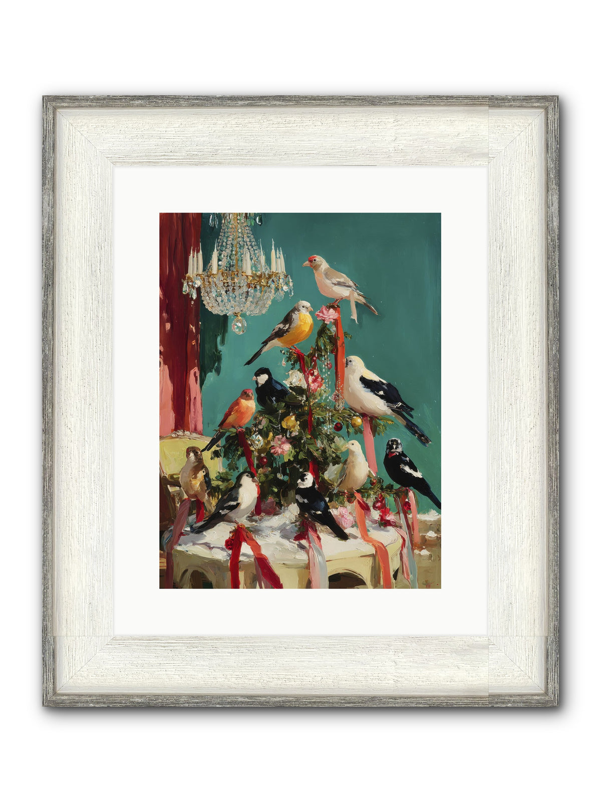 Perched & Perfectly Merry Framed Print - Driftwood White 12x16