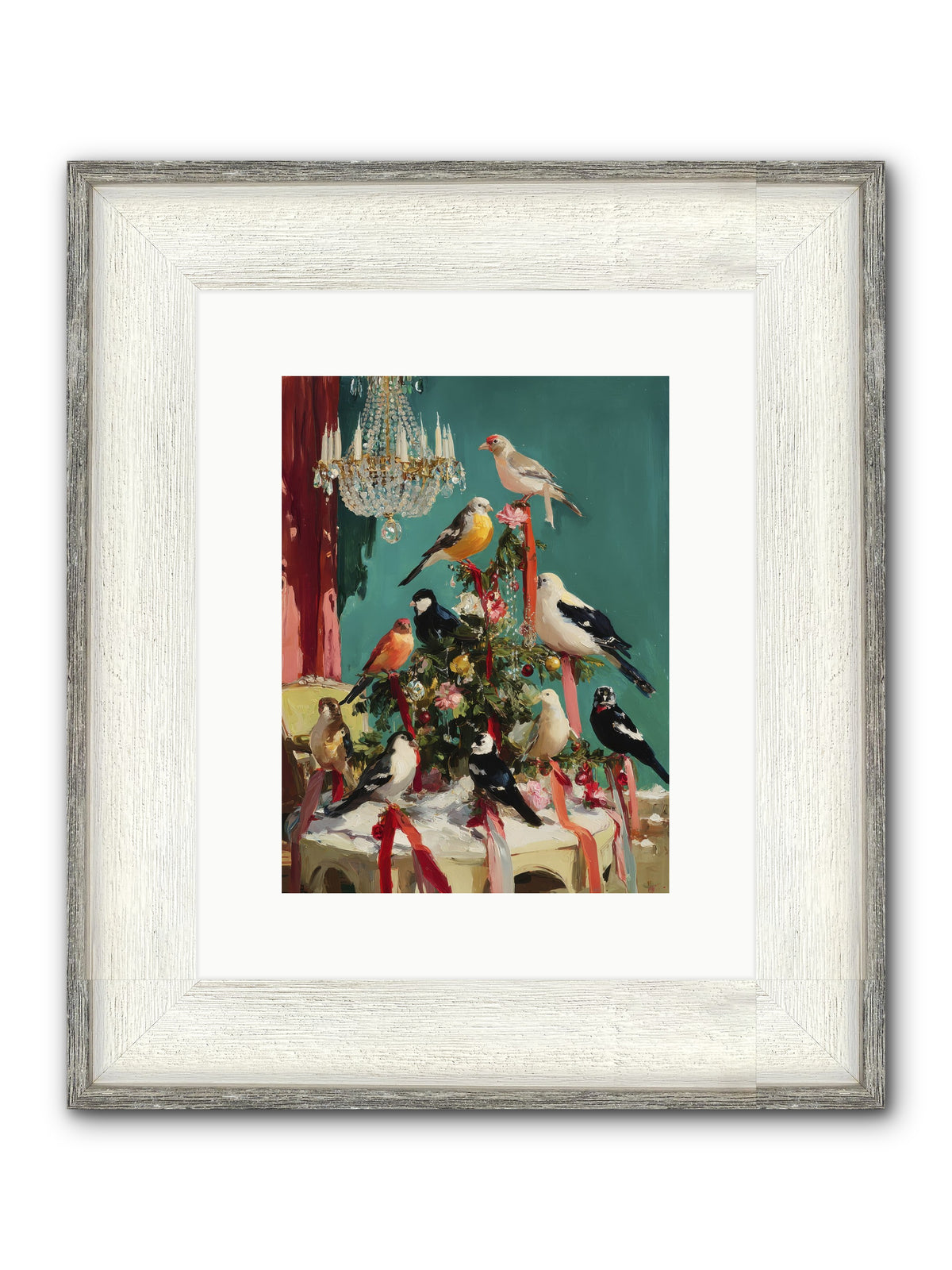 Perched & Perfectly Merry Framed Print - Driftwood White 9x12