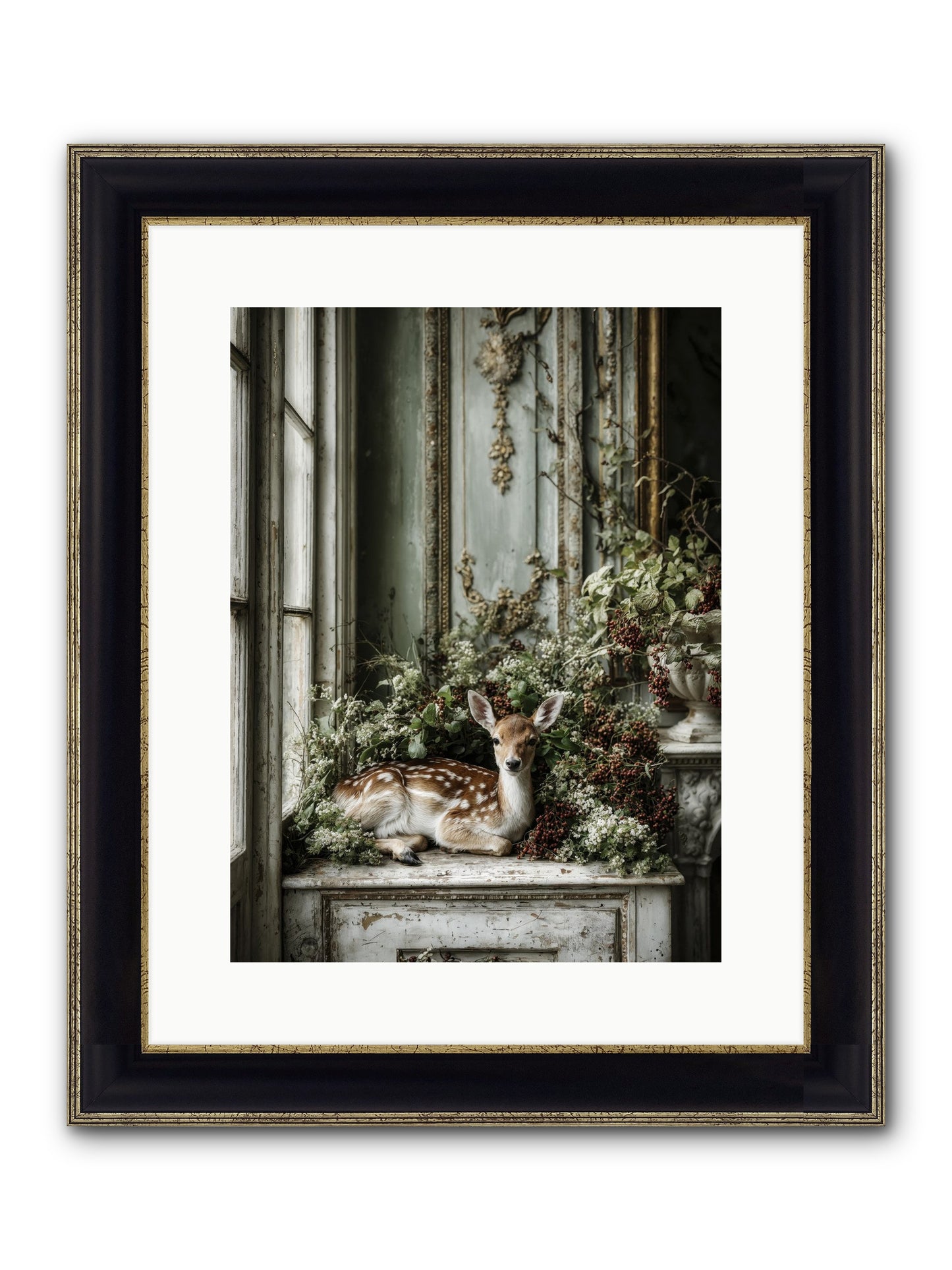 Percival Framed Print - Black & Gold 12x16
