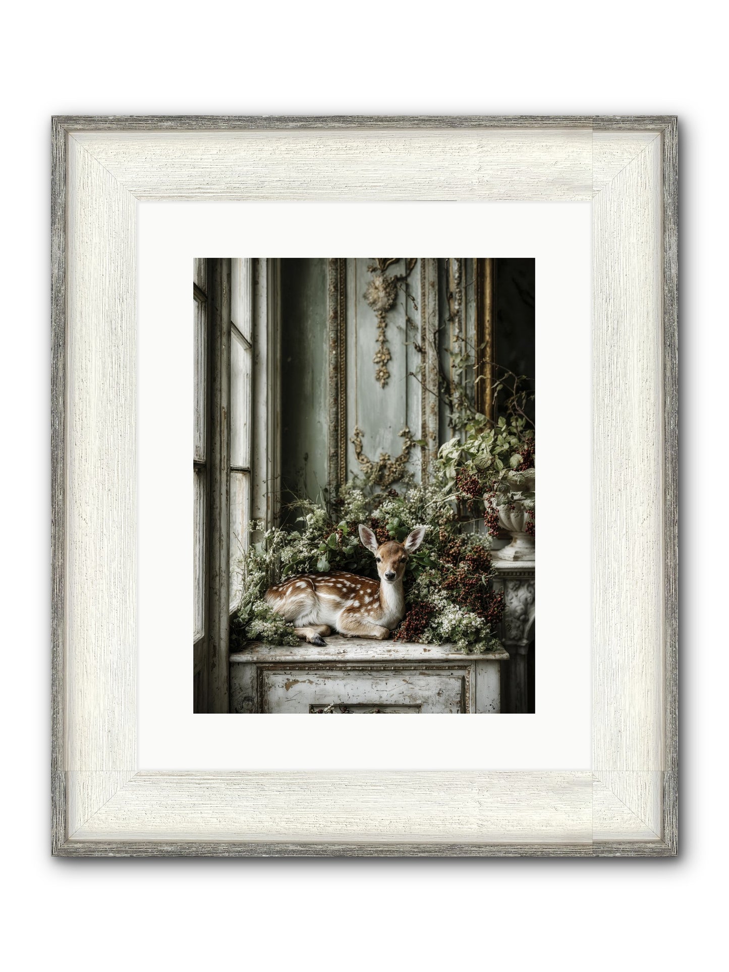 Percival Framed Print - Driftwood White 12x16