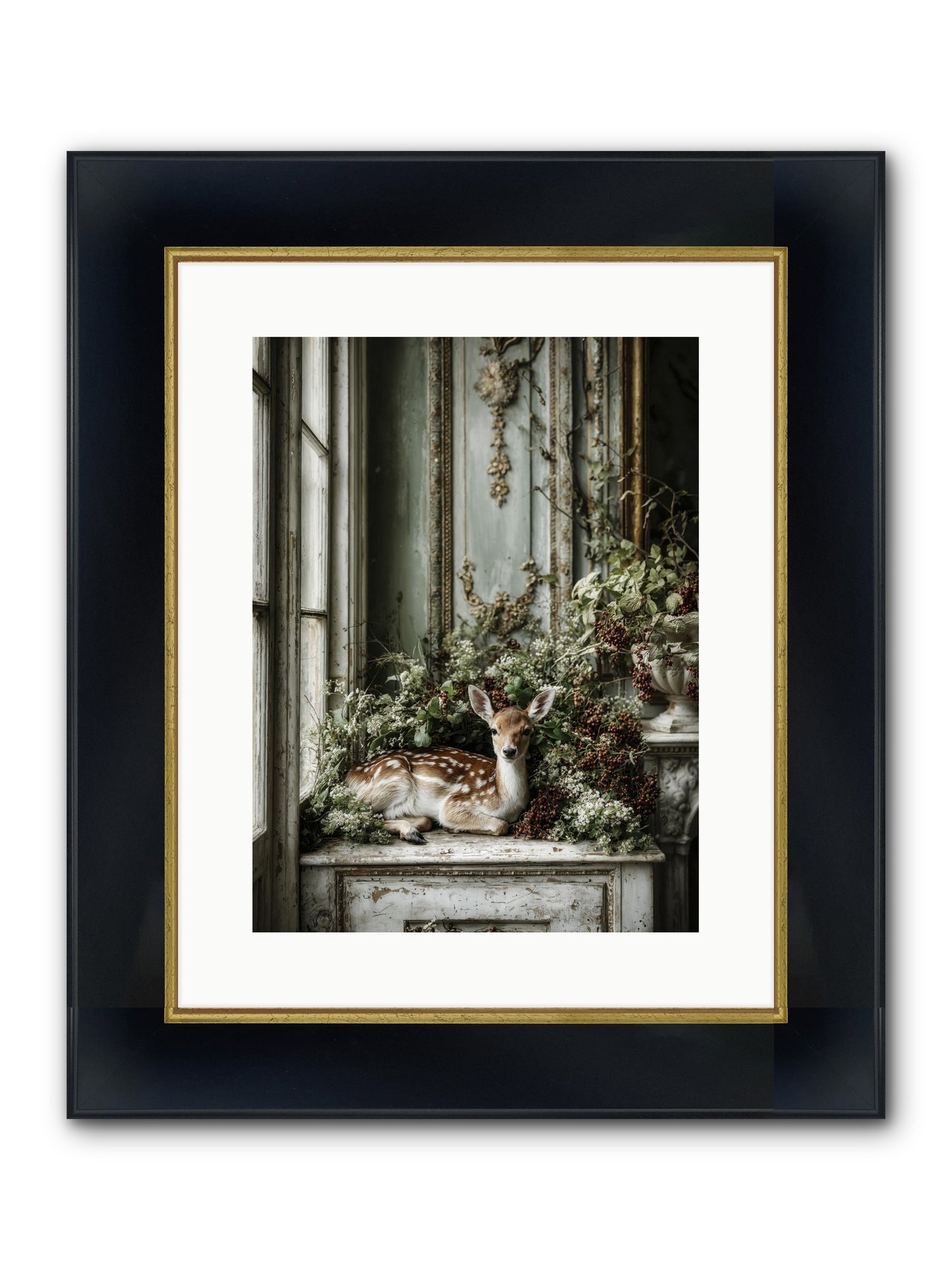 Percival Framed Print - Wide Black w/Gold 12x16