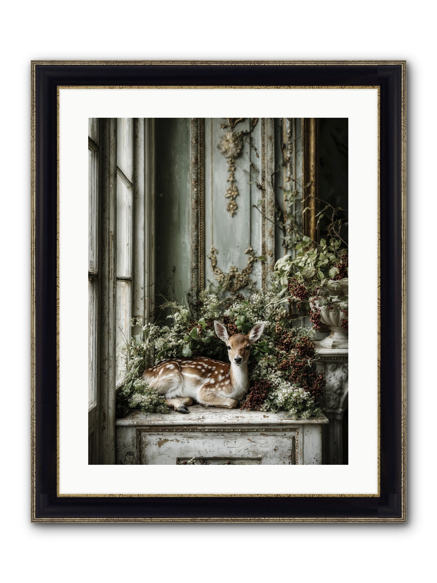Percival Framed Print - Black & Gold 18x24