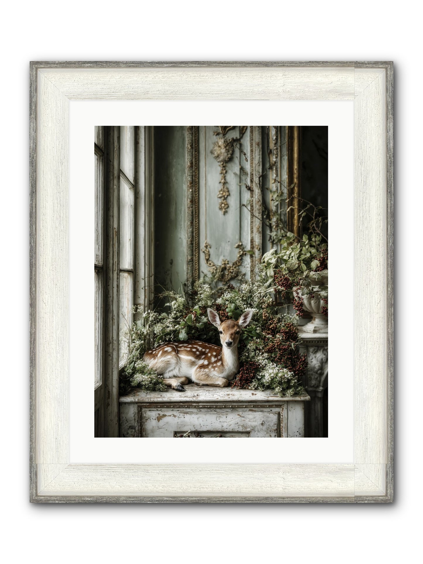 Percival Framed Print - Driftwood White 18x24