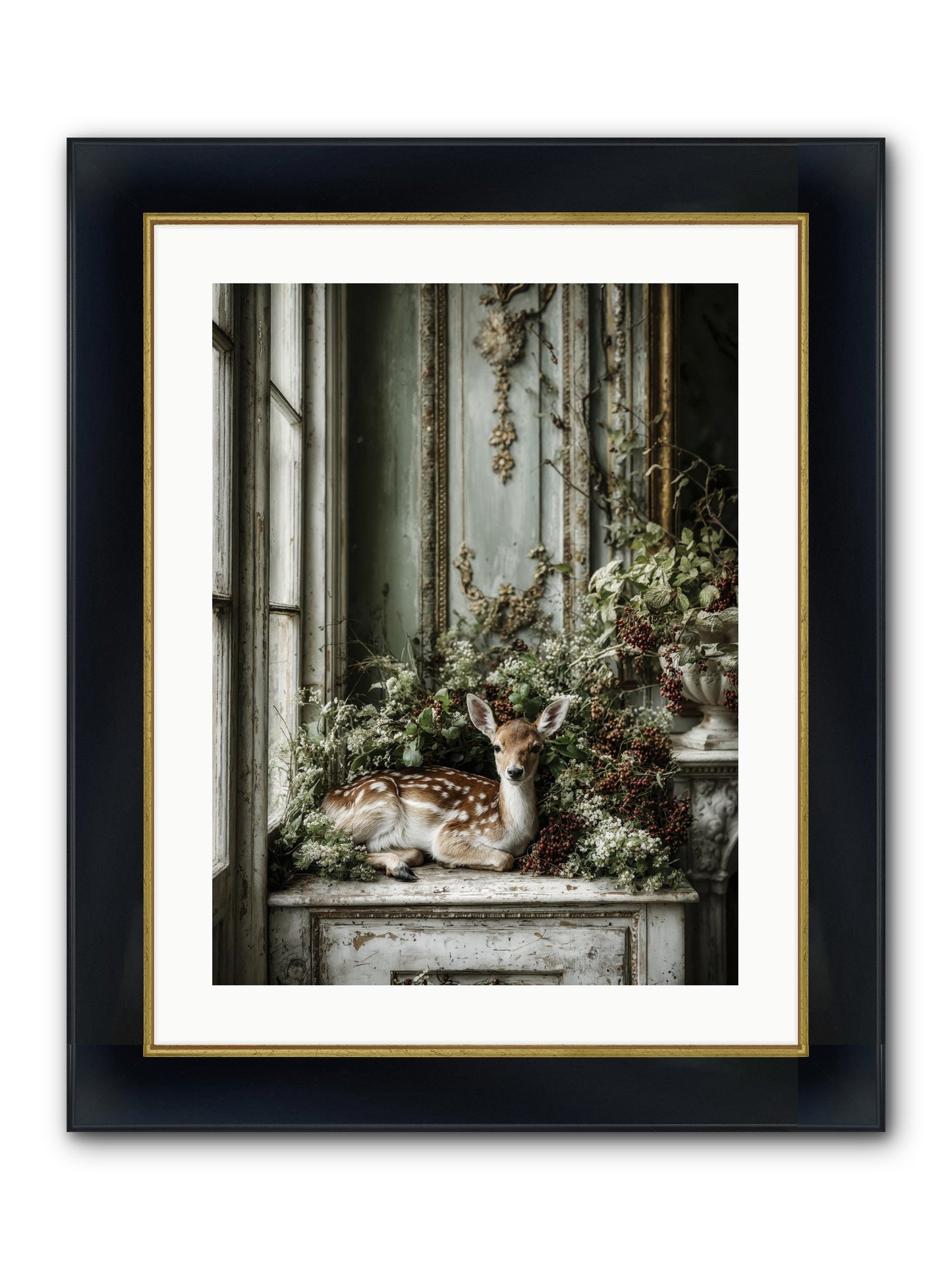 Percival Framed Print - Wide Black w/Gold 18x24