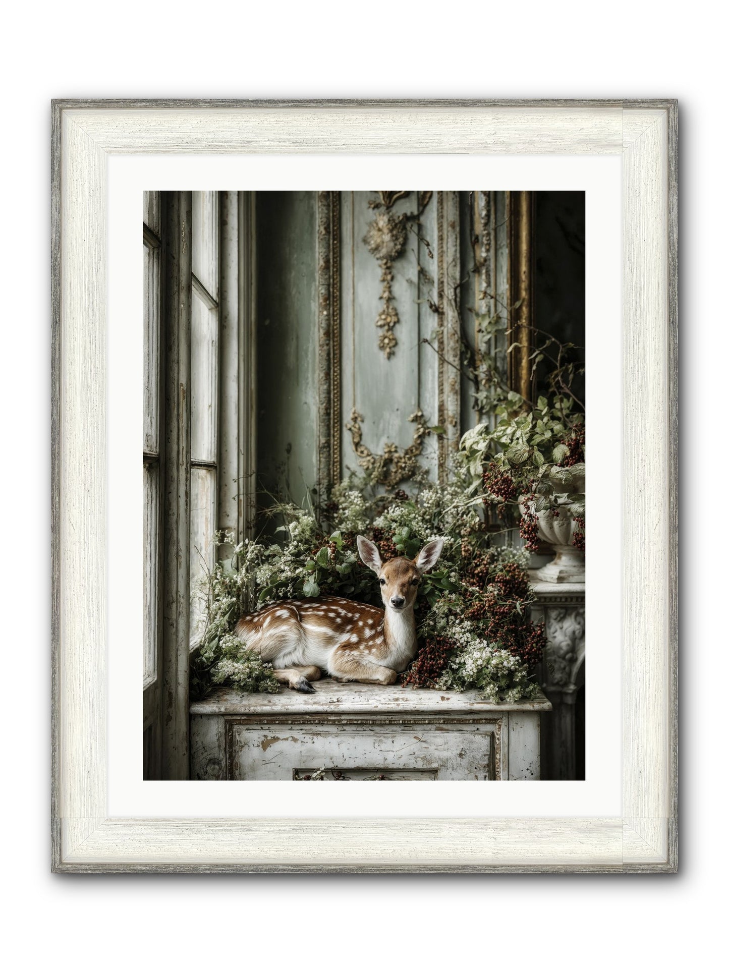Percival Framed Print - Driftwood White 24x32