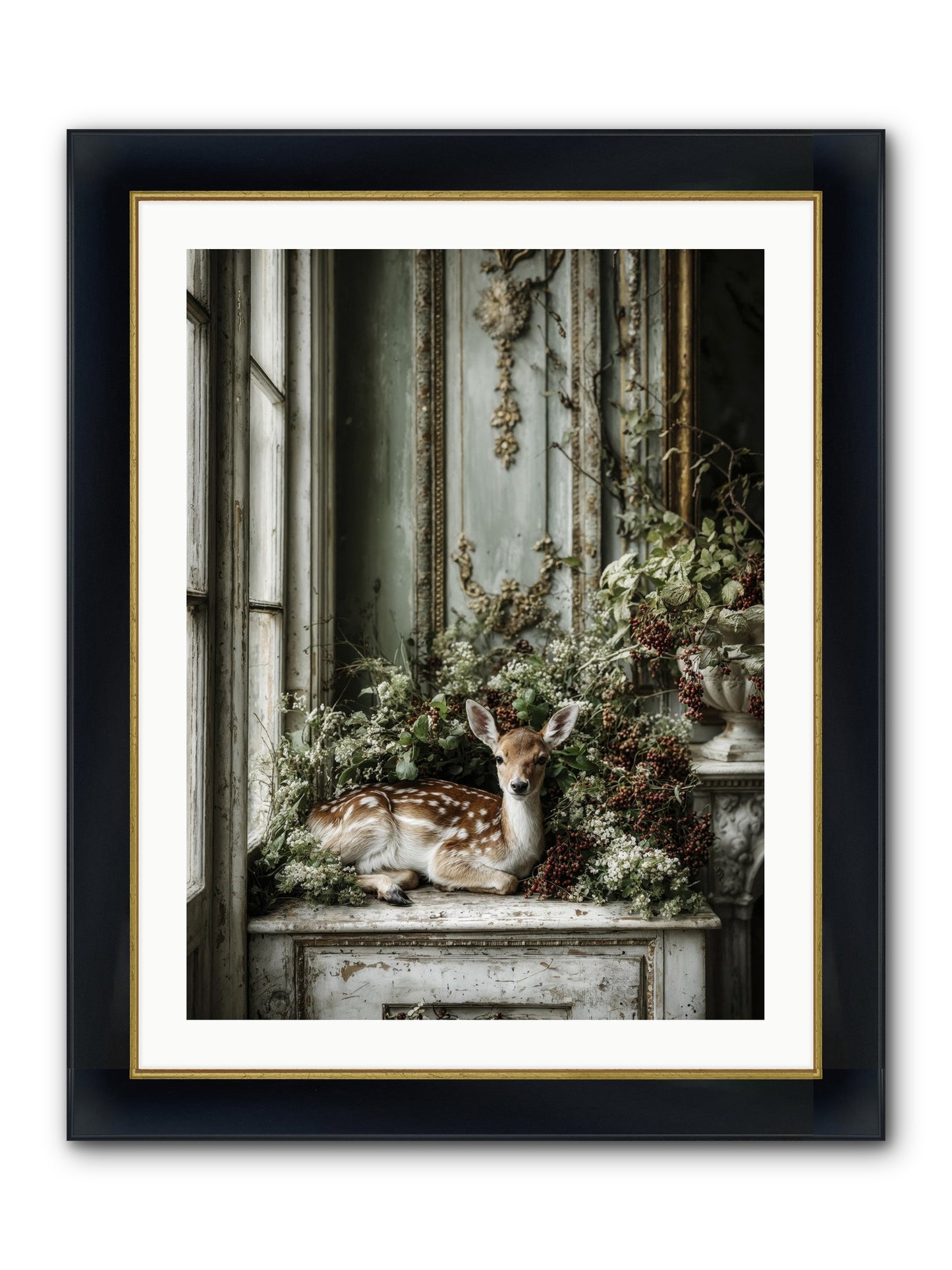Percival Framed Print - Wide Black w/Gold 24x32