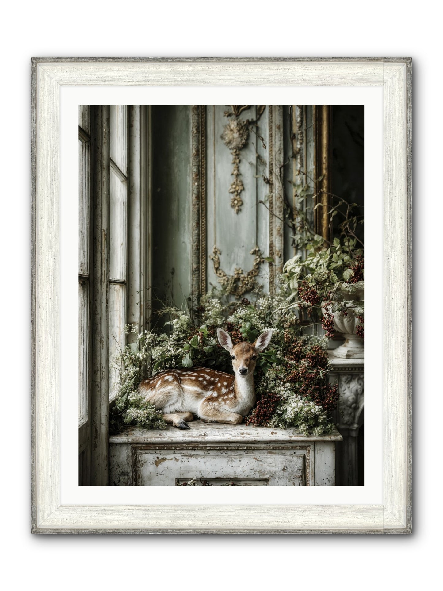 Percival Framed Print - Driftwood White 30x40
