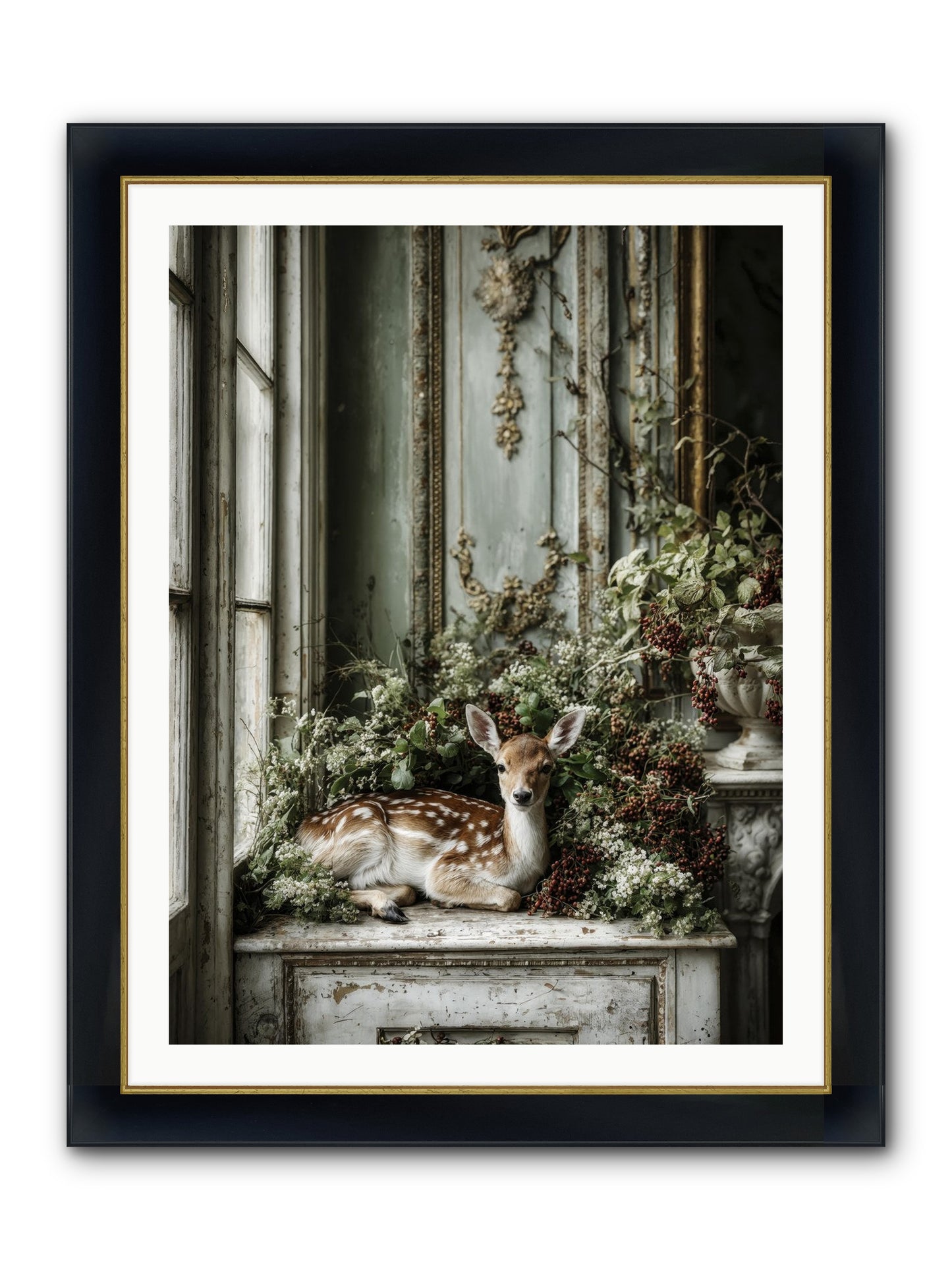 Percival Framed Print - Wide Black w/Gold 30x40