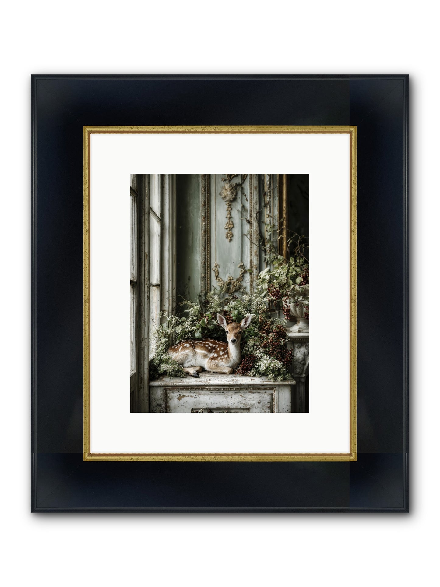 Percival Framed Print - Wide Black w/Gold 9x12