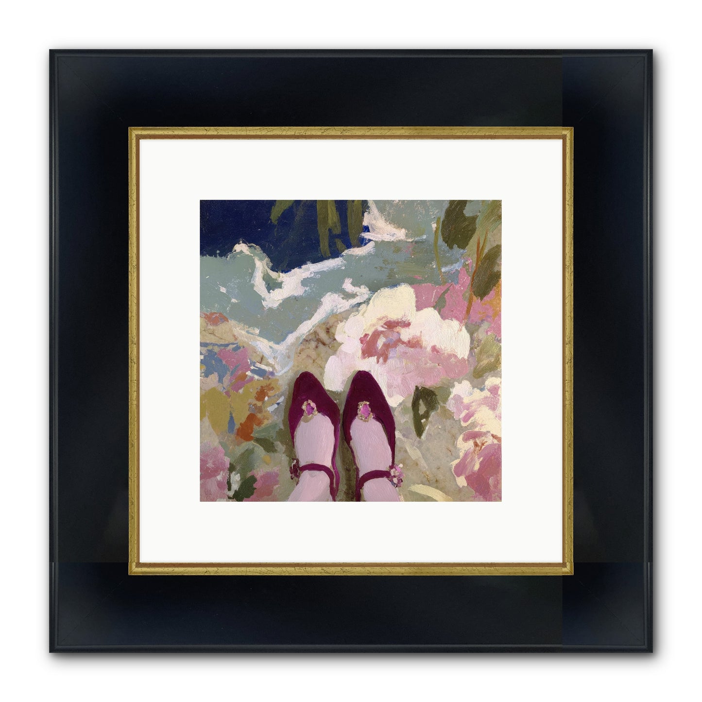 Perfect Placement Framed Print - Wide Black w/Gold 10x10
