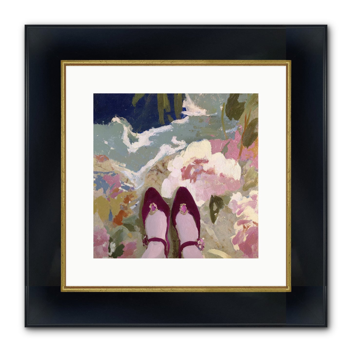 Perfect Placement Framed Print - Wide Black w/Gold 12x12