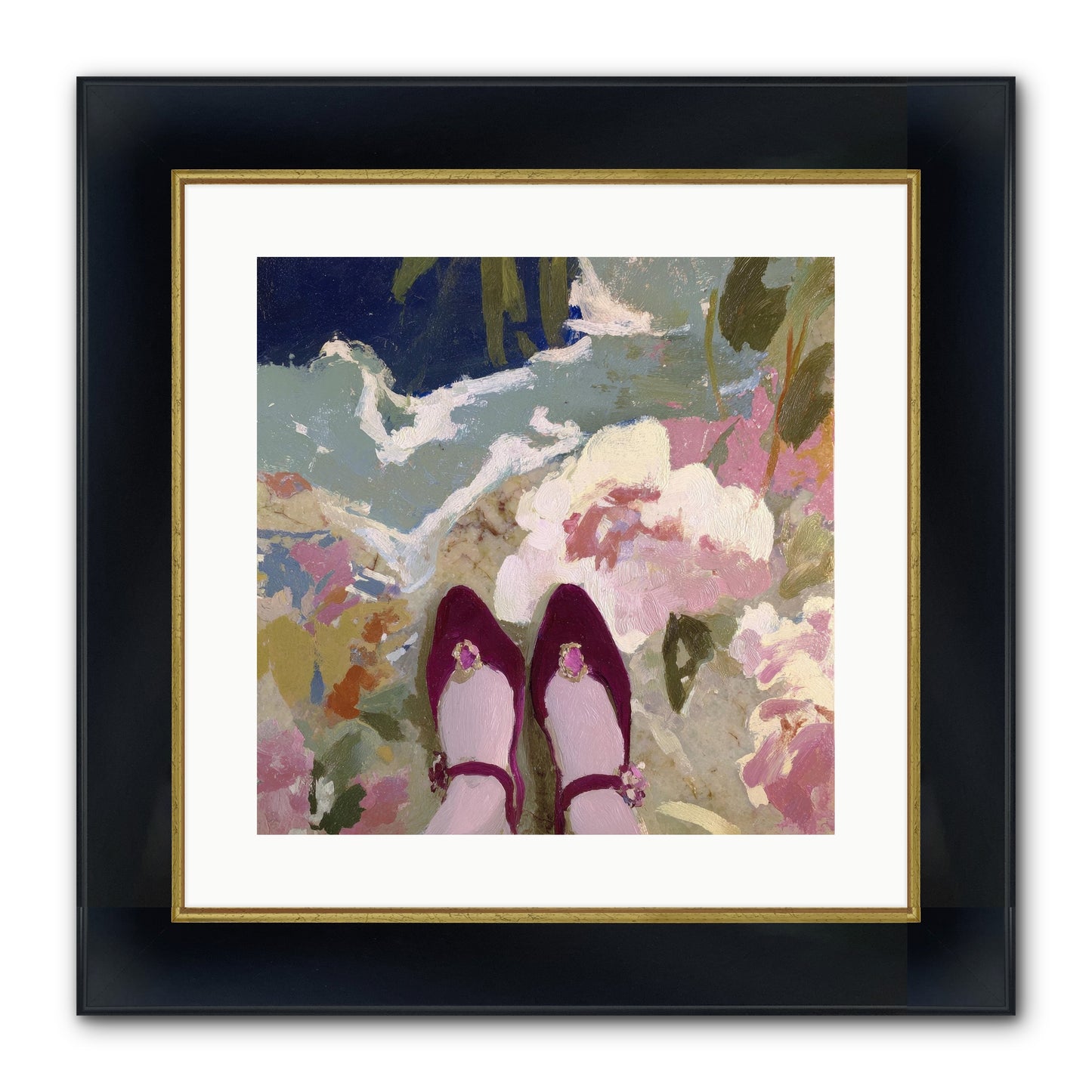 Perfect Placement Framed Print - Wide Black w/Gold 16x16