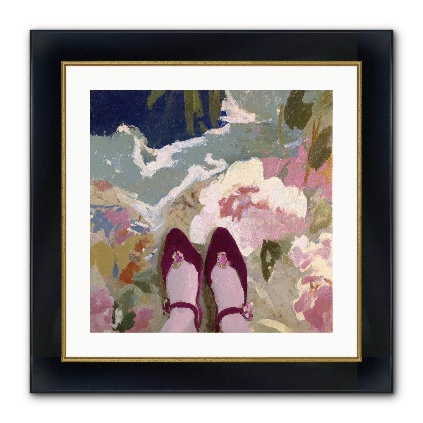Perfect Placement Framed Print - Wide Black w/Gold 20x20