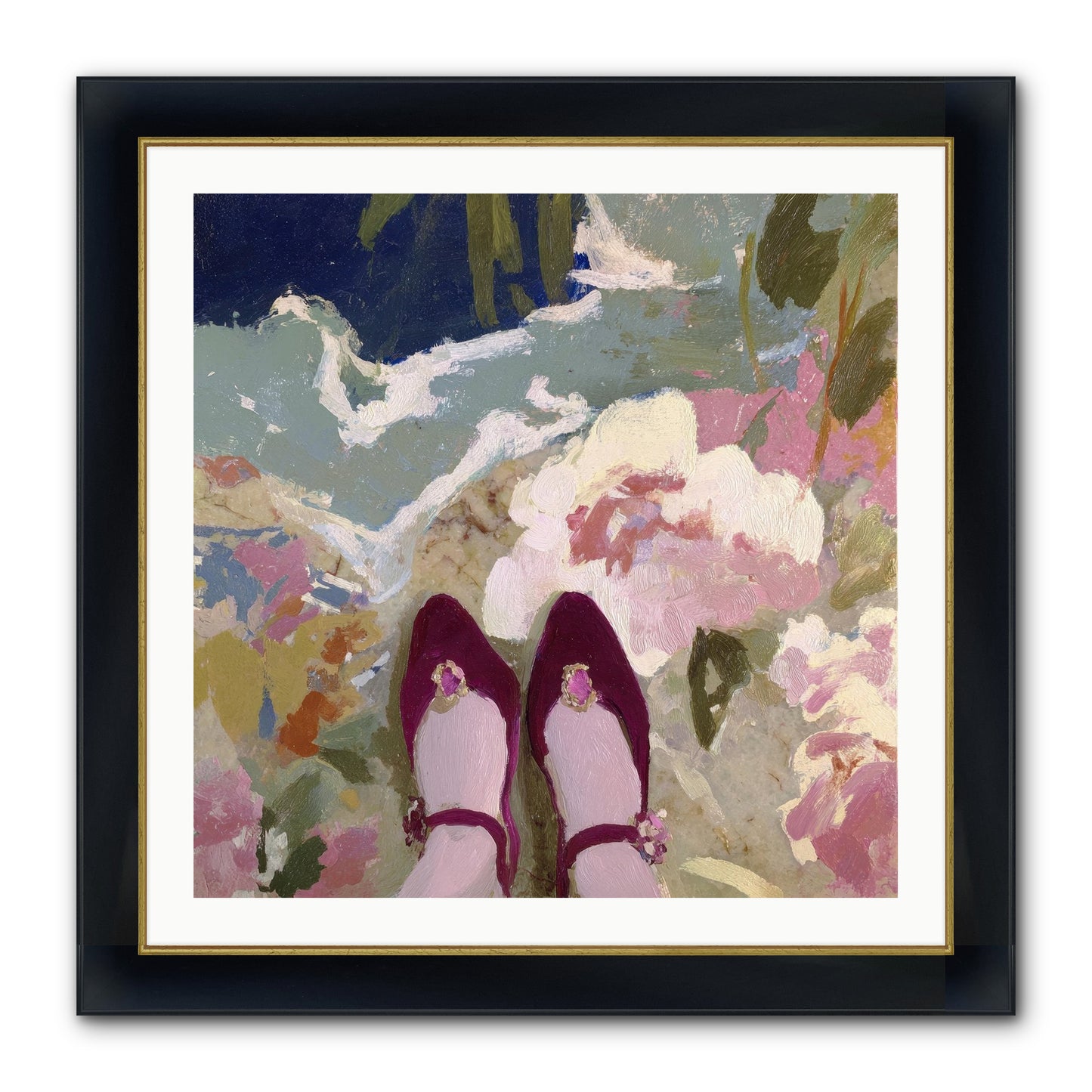 Perfect Placement Framed Print - Wide Black w/Gold 30x30