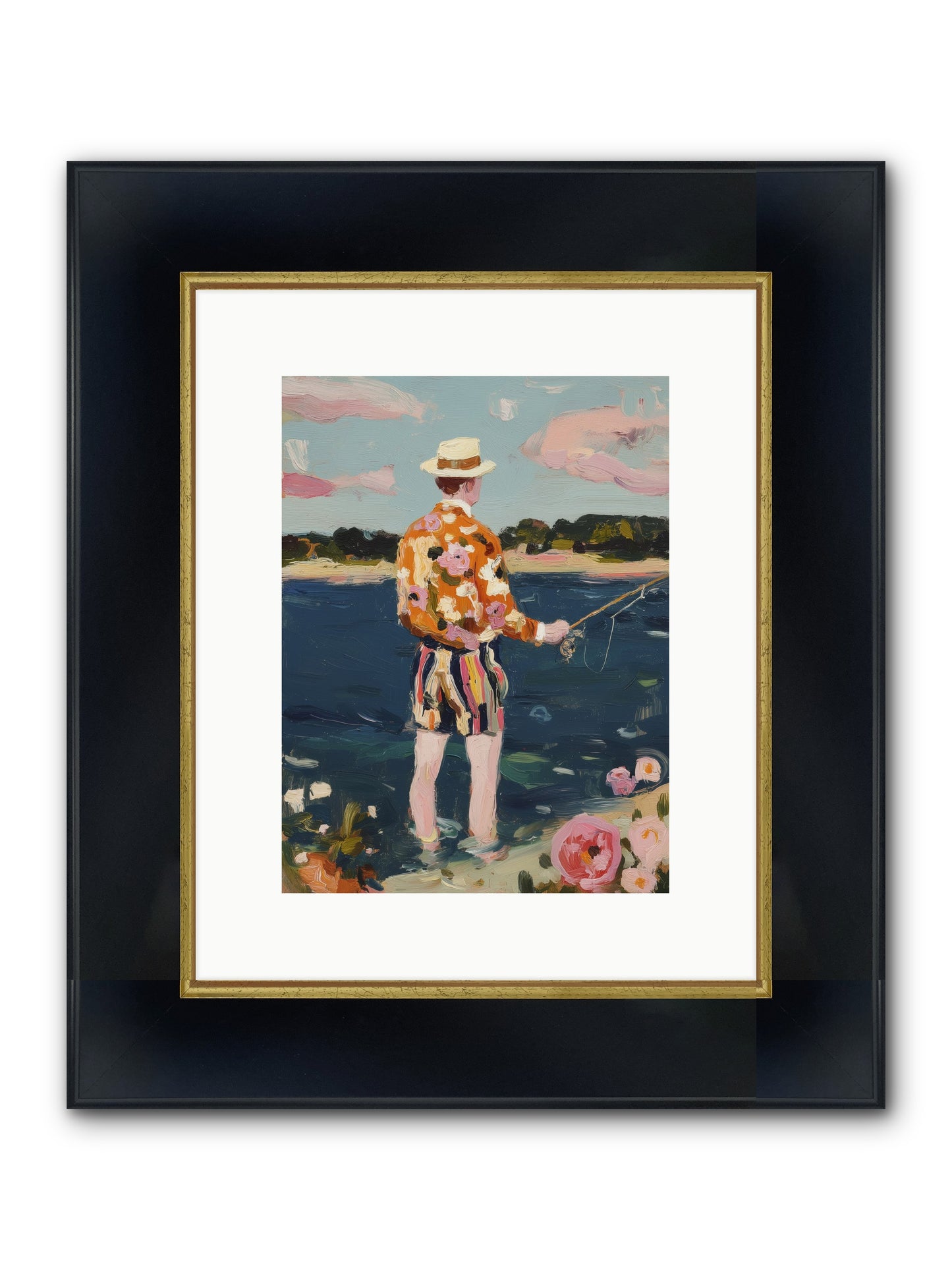Permanent Vacation Framed Print - Wide Black w/Gold 9x12