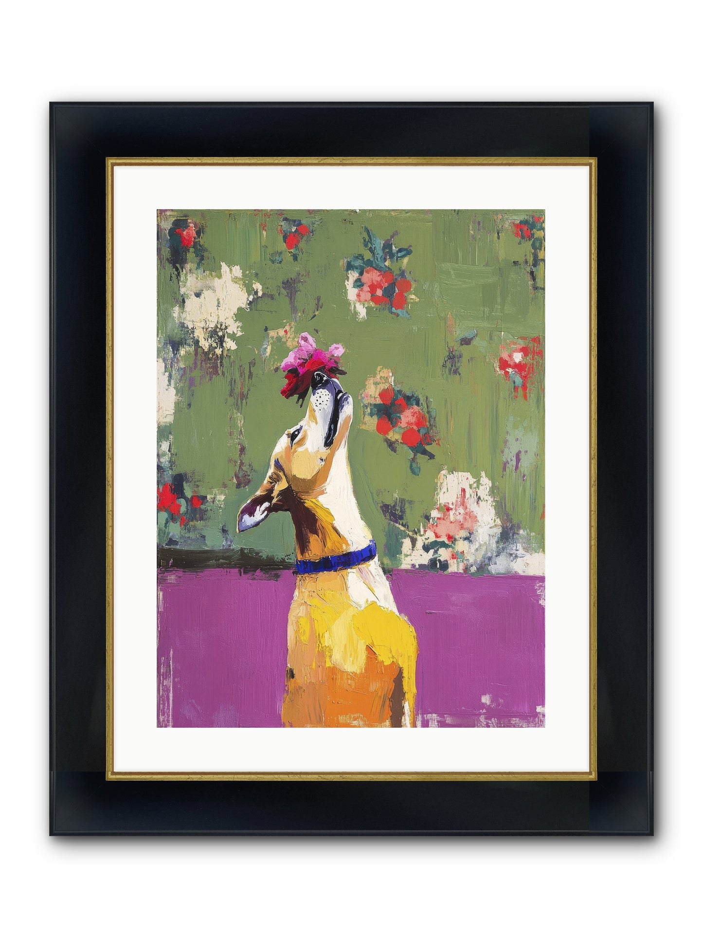 Petal Companion Framed Print - Wide Black w/Gold 18x24