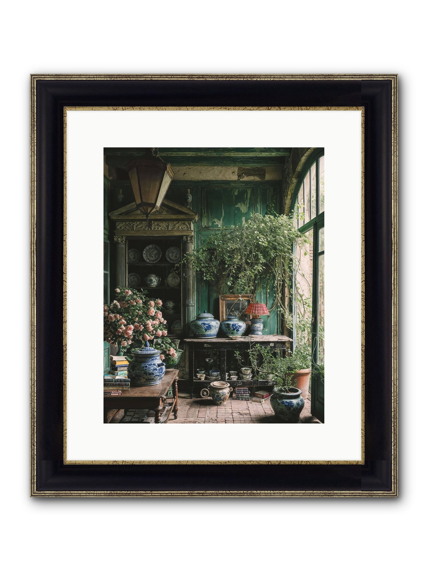 Petal Dance Framed Print - Black & Gold 12x15