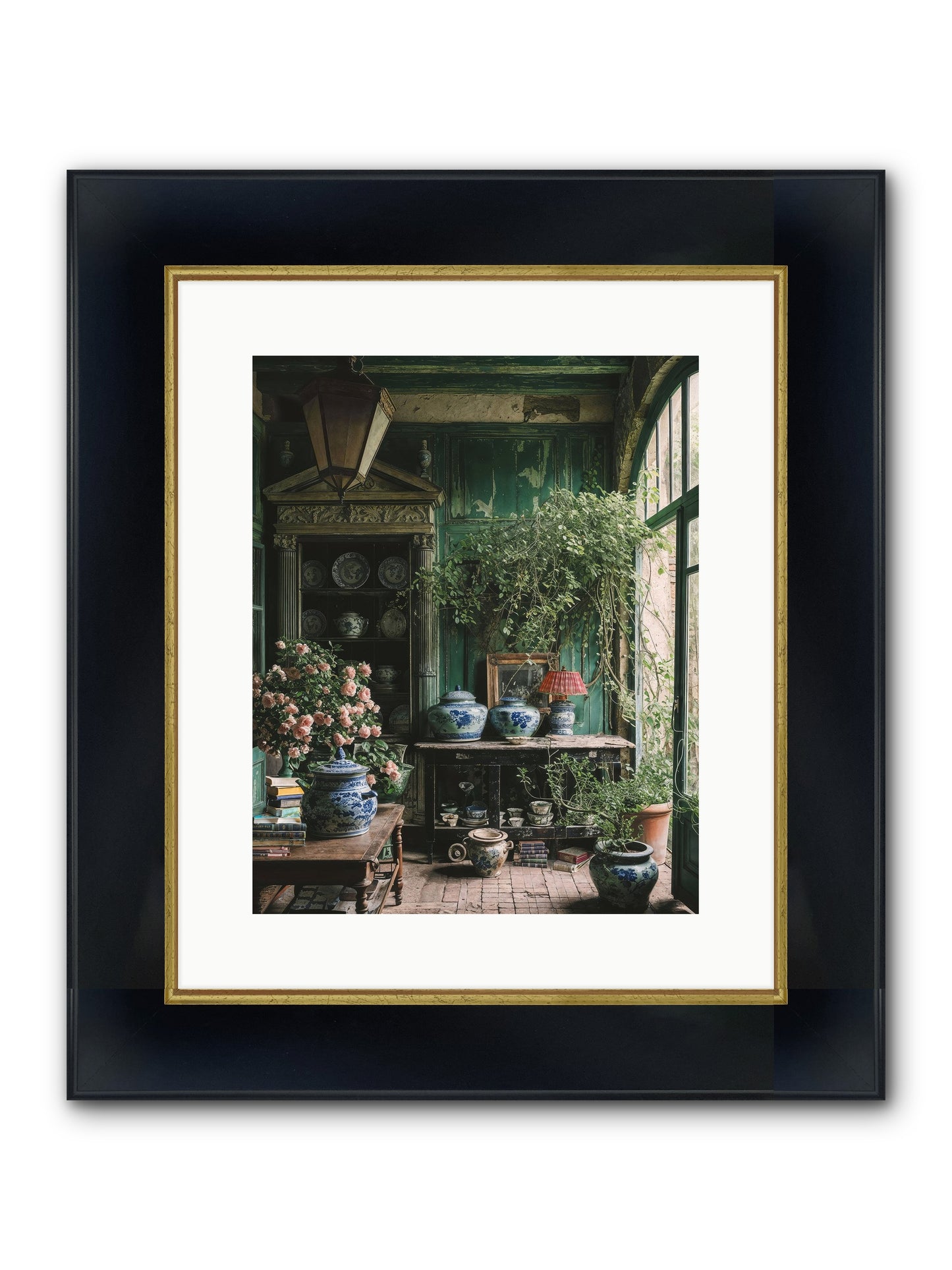 Petal Dance Framed Print - Wide Black w/Gold 12x15