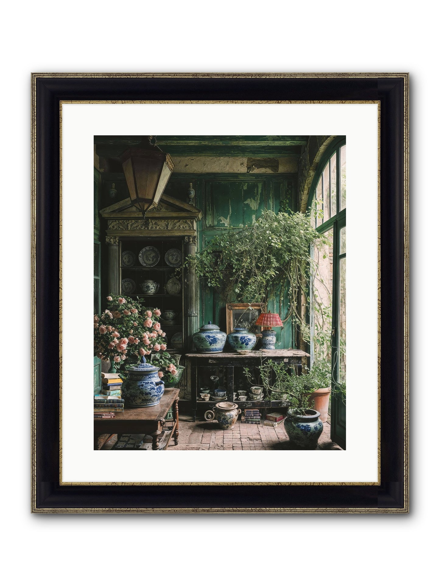 Petal Dance Framed Print - Black & Gold 16x20