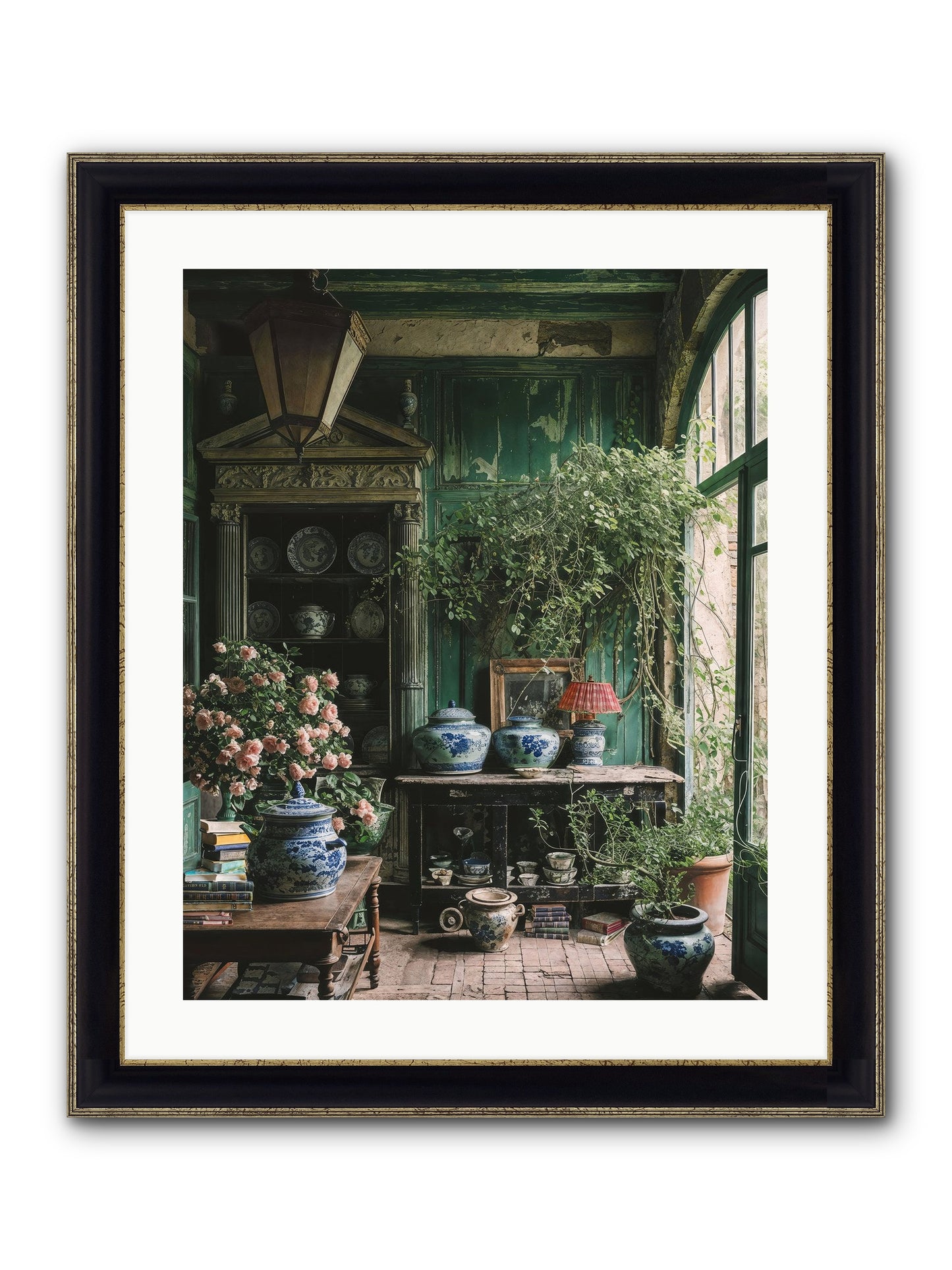 Petal Dance Framed Print - Black & Gold 20x25